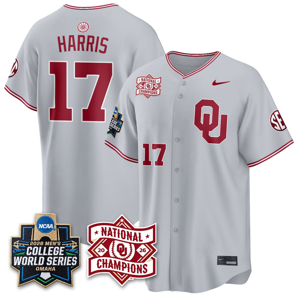 OU 2026 NCAA Baseball College World Series Champions Vapor White Jersey - Stitched
