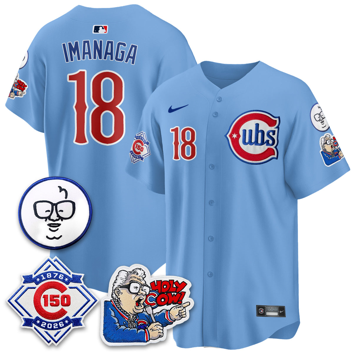 CHC 150th Anniversary Harry Caray Holy Cow Limited Blue Jersey - Stitched V2