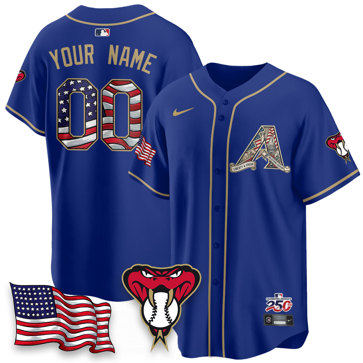 ARI 2026 Independence Day USA Vapor Limited Custom Jersey - Stitched