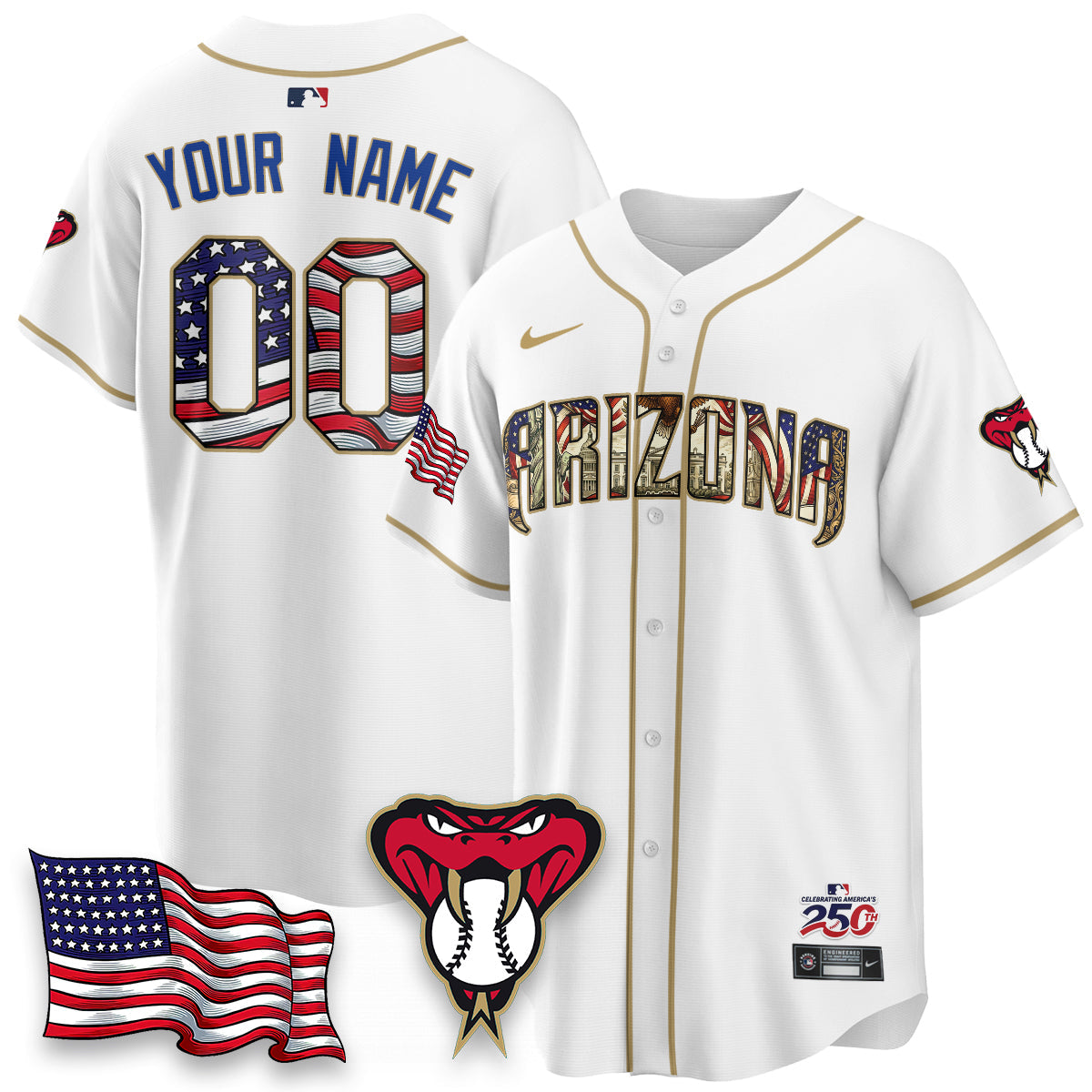 ARI 2026 Independence Day USA Vapor Limited Custom Jersey - Stitched