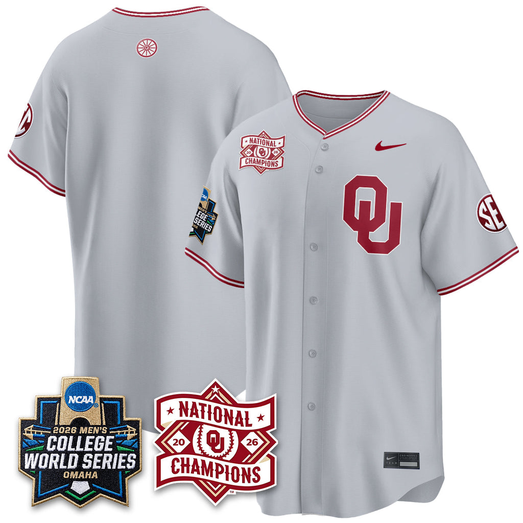 OU 2026 NCAA Baseball College World Series Champions Vapor White Jersey - Stitched