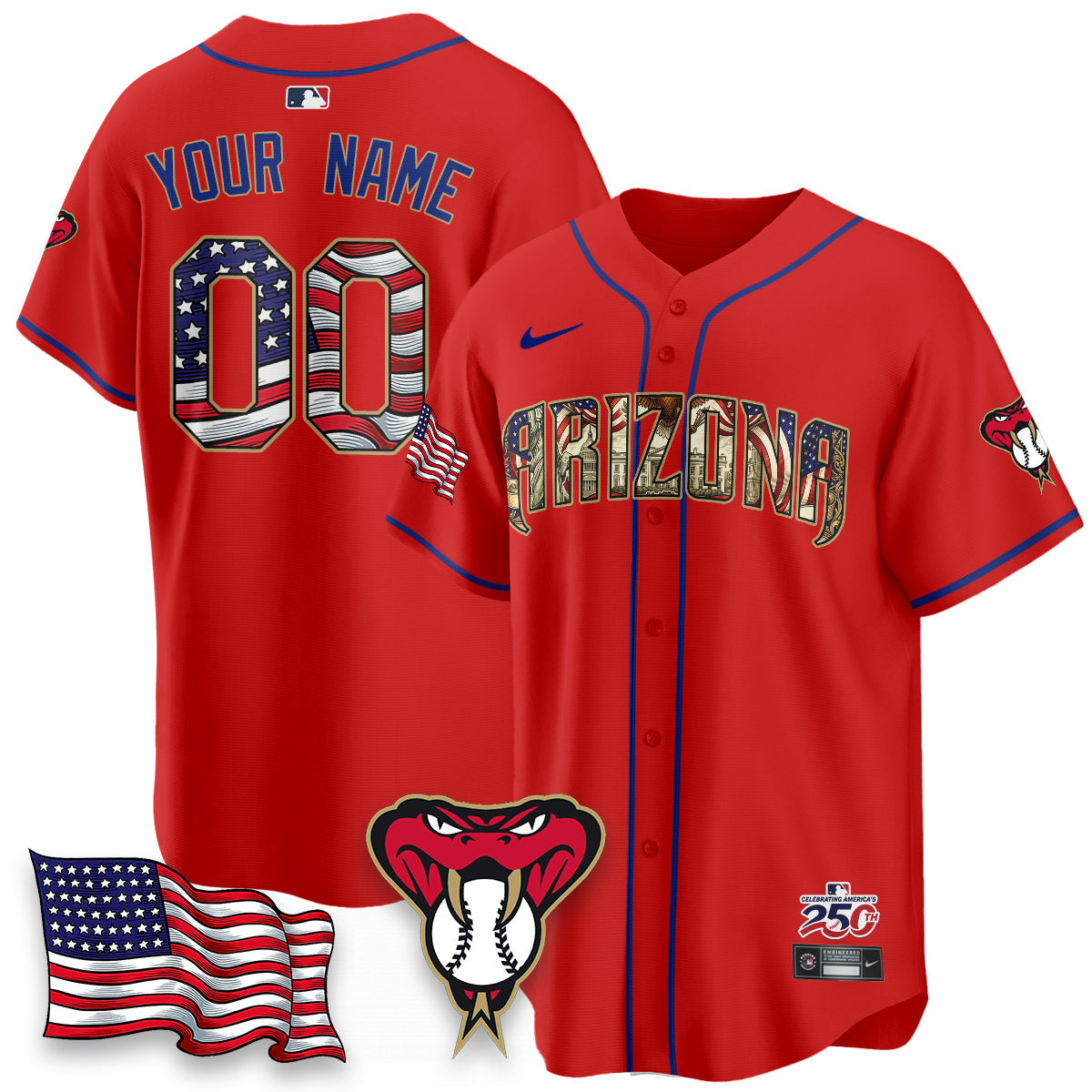 ARI 2026 Independence Day USA Vapor Limited Custom Jersey - Stitched