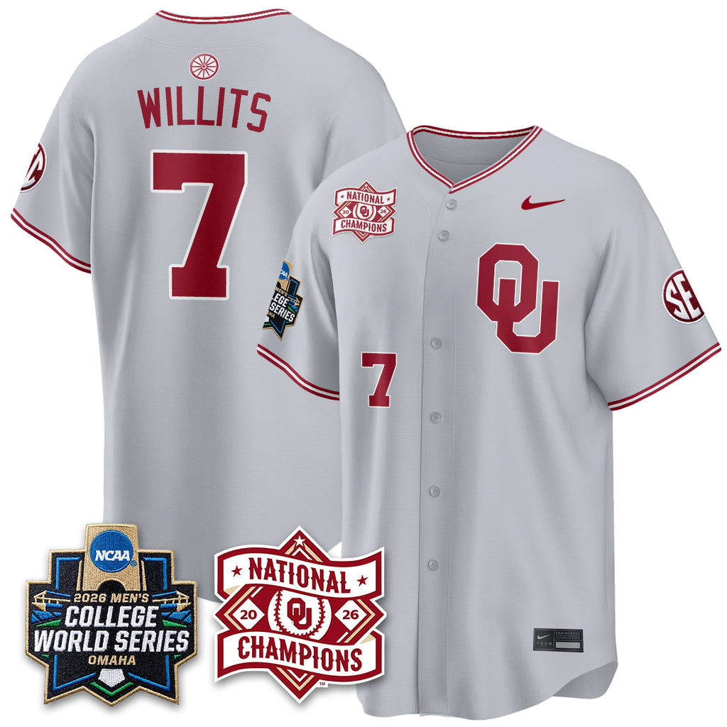 OU 2026 NCAA Baseball College World Series Champions Vapor White Jersey - Stitched