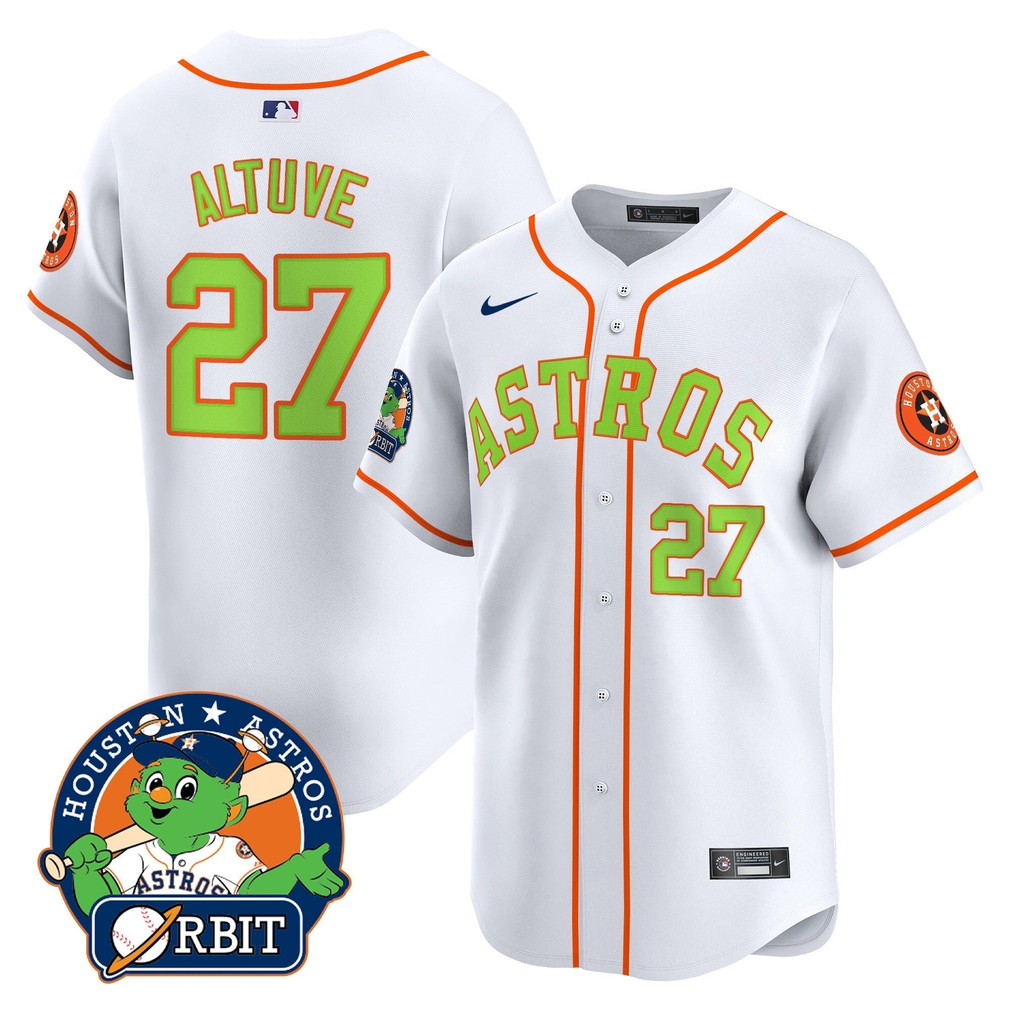 Astros Orbit Patch Vapor Premier Limited Jersey V2 - Stitched