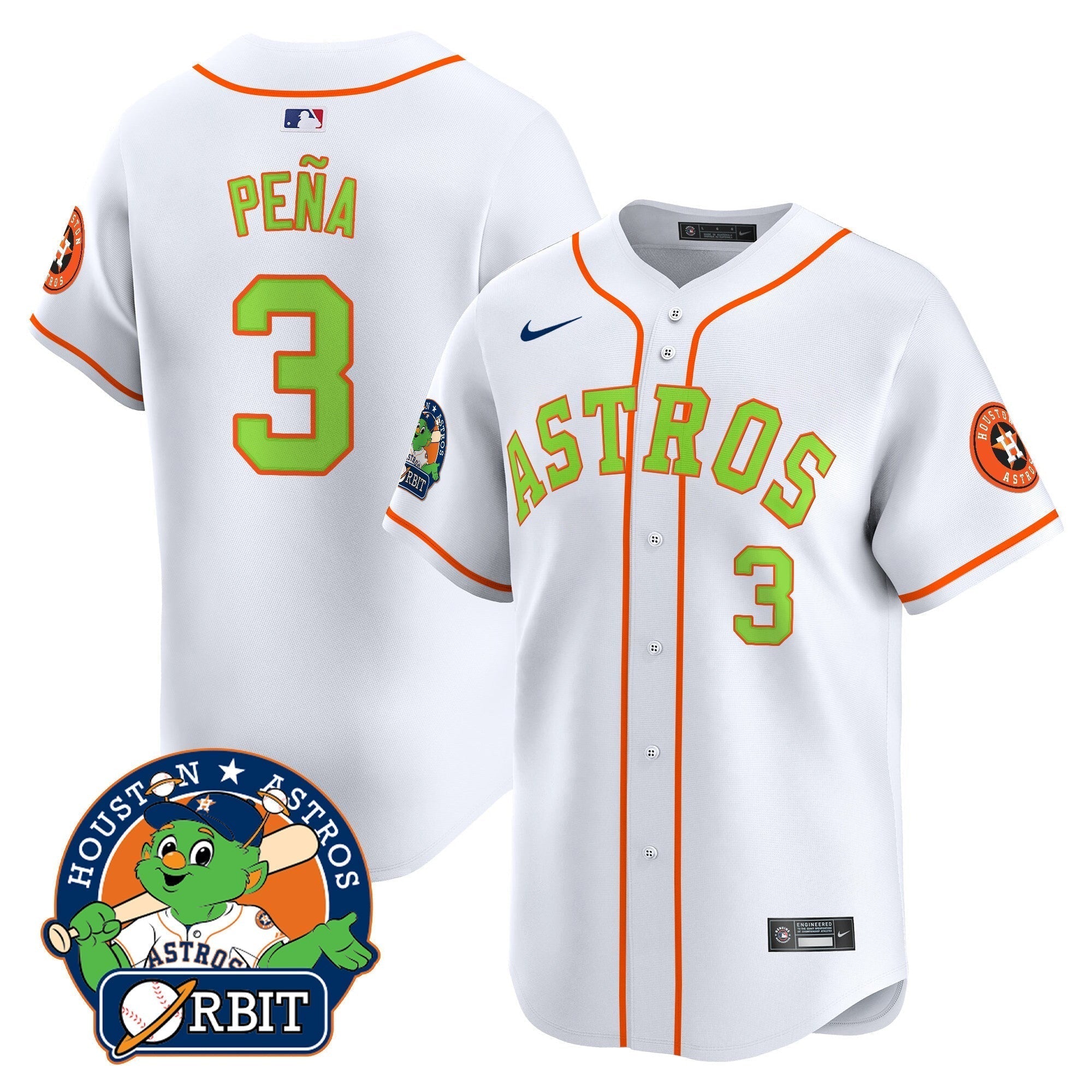 Astros Orbit Patch Vapor Premier Limited Jersey V2 - Stitched