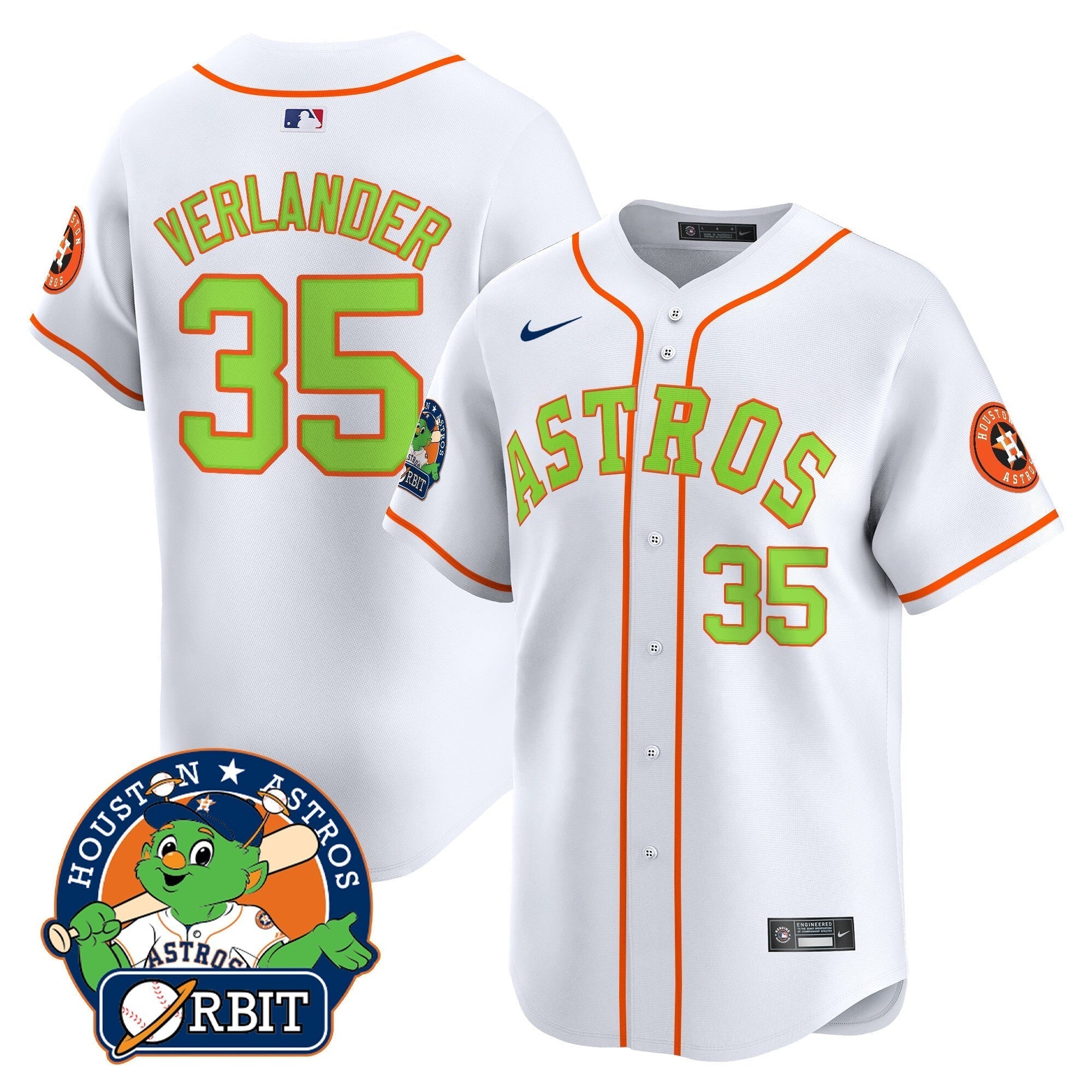 Astros Orbit Patch Vapor Premier Limited Jersey V2 - Stitched