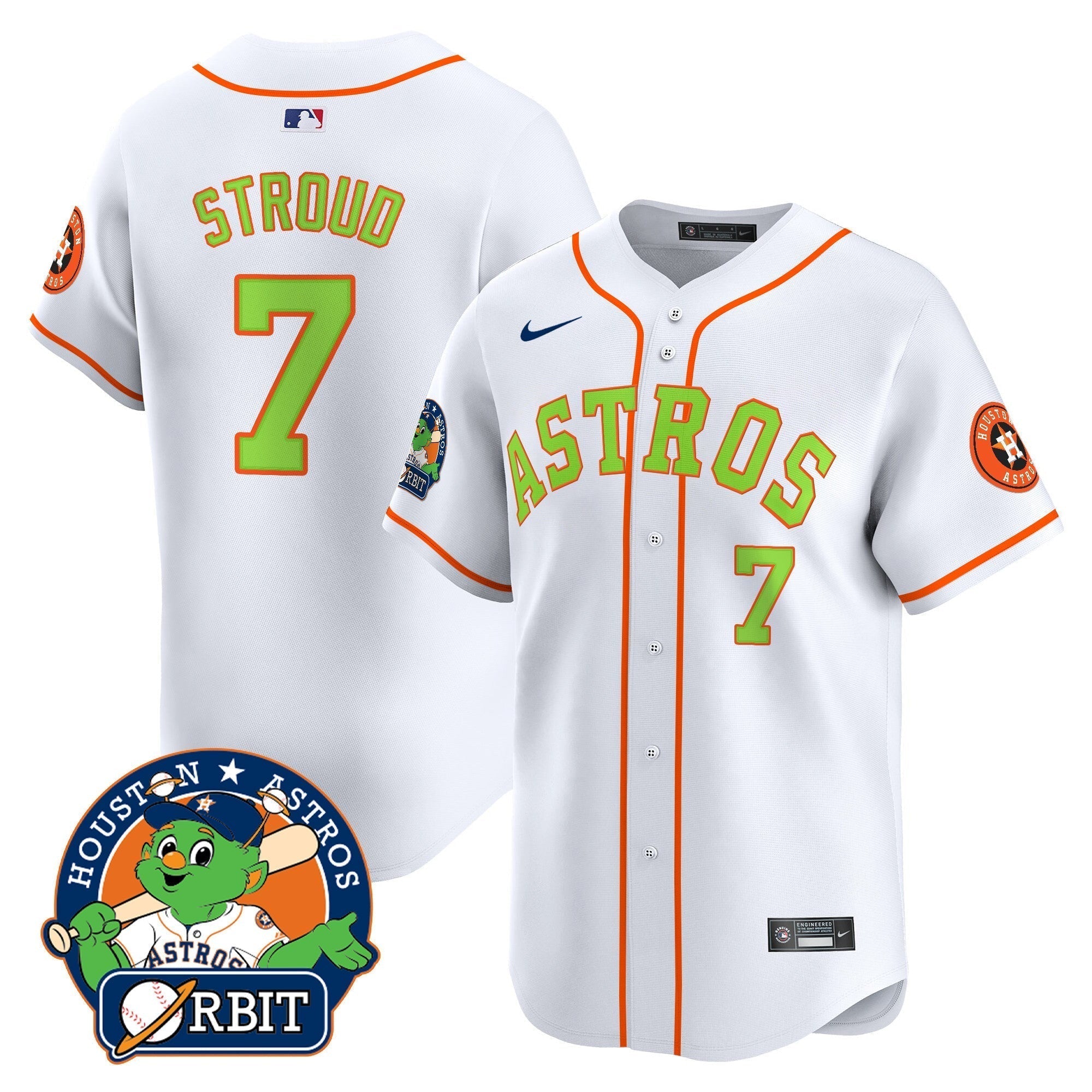 Astros Orbit Patch Vapor Premier Limited Jersey V2 - Stitched