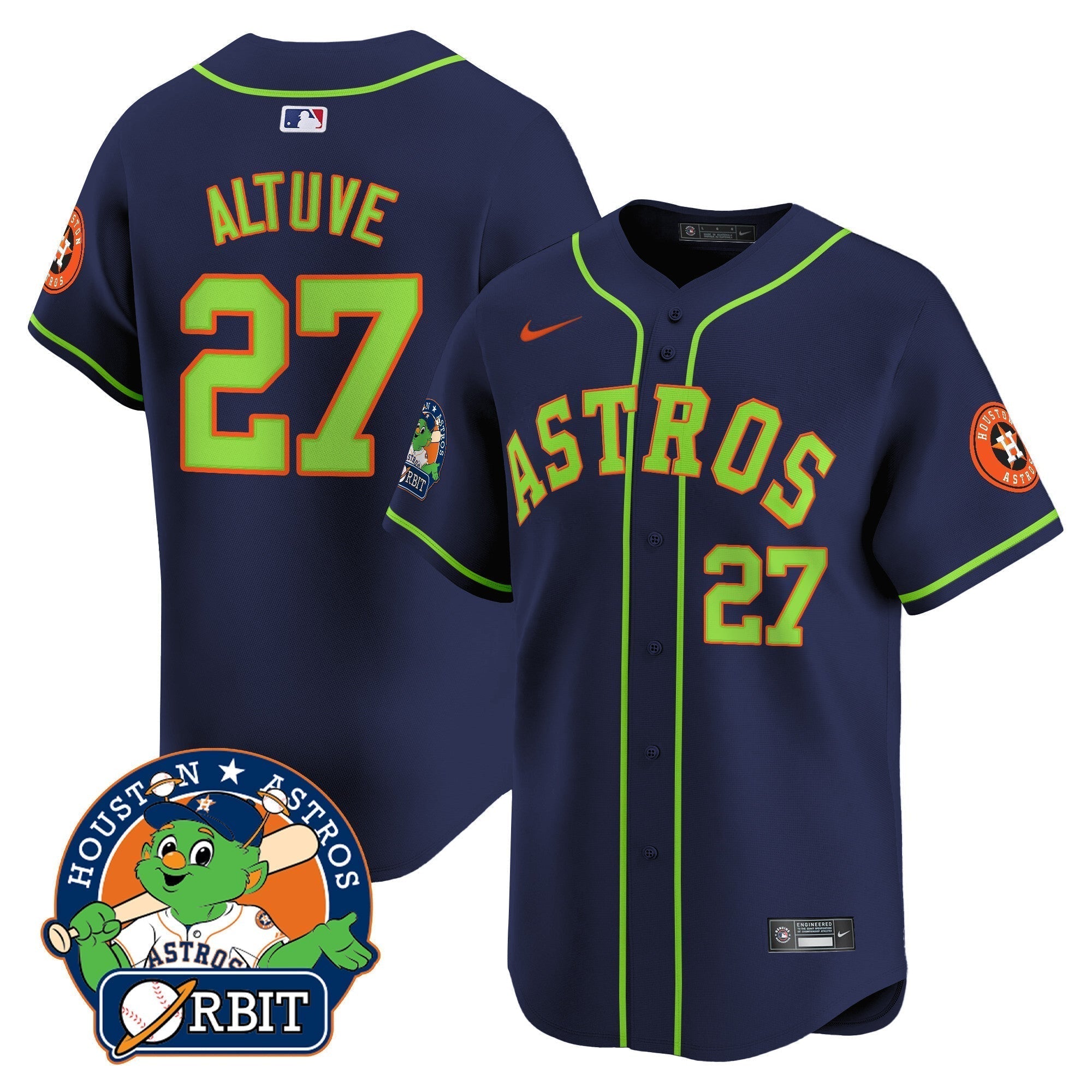 Astros Orbit Patch Vapor Premier Limited Jersey V2 - Stitched