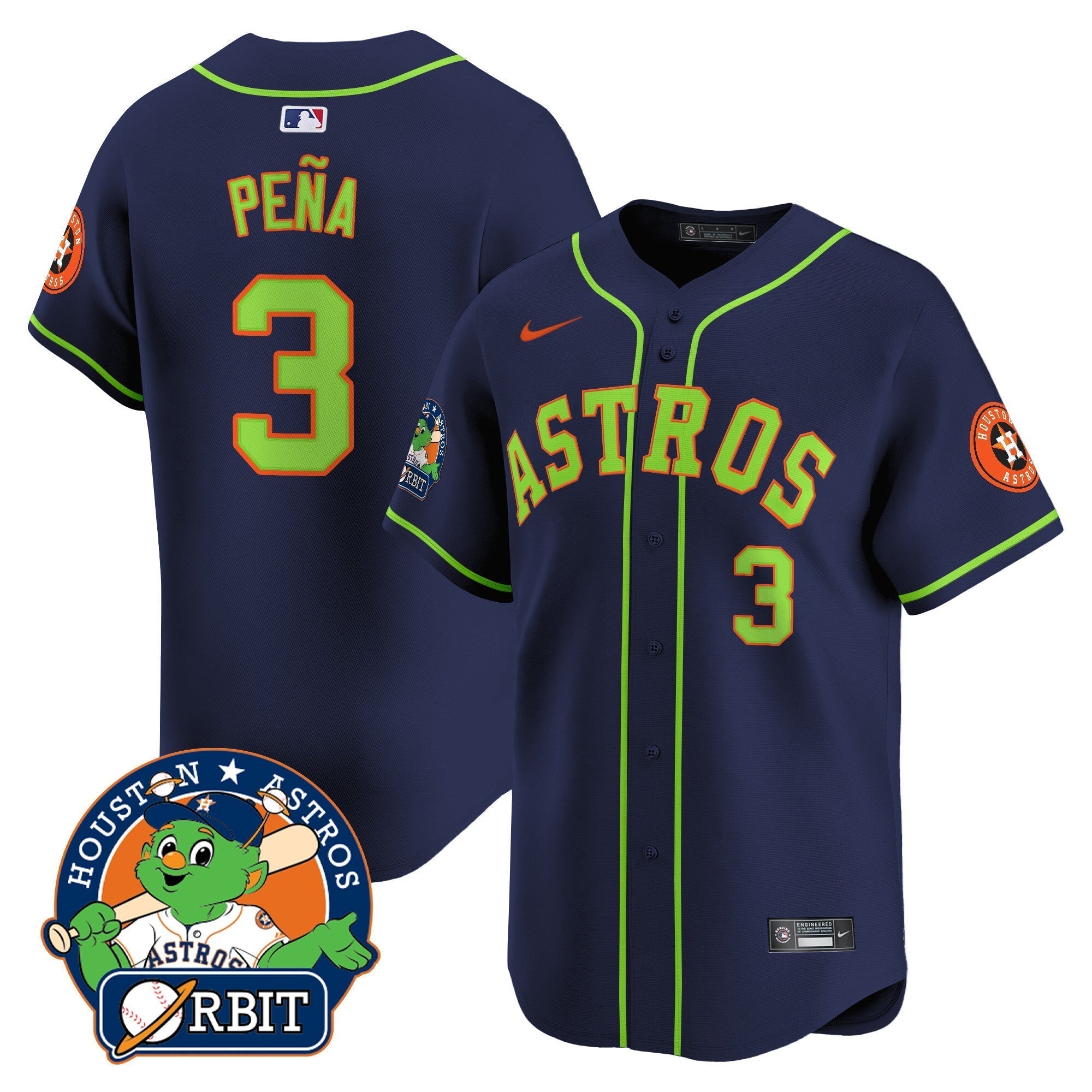 Astros Orbit Patch Vapor Premier Limited Jersey V2 - Stitched