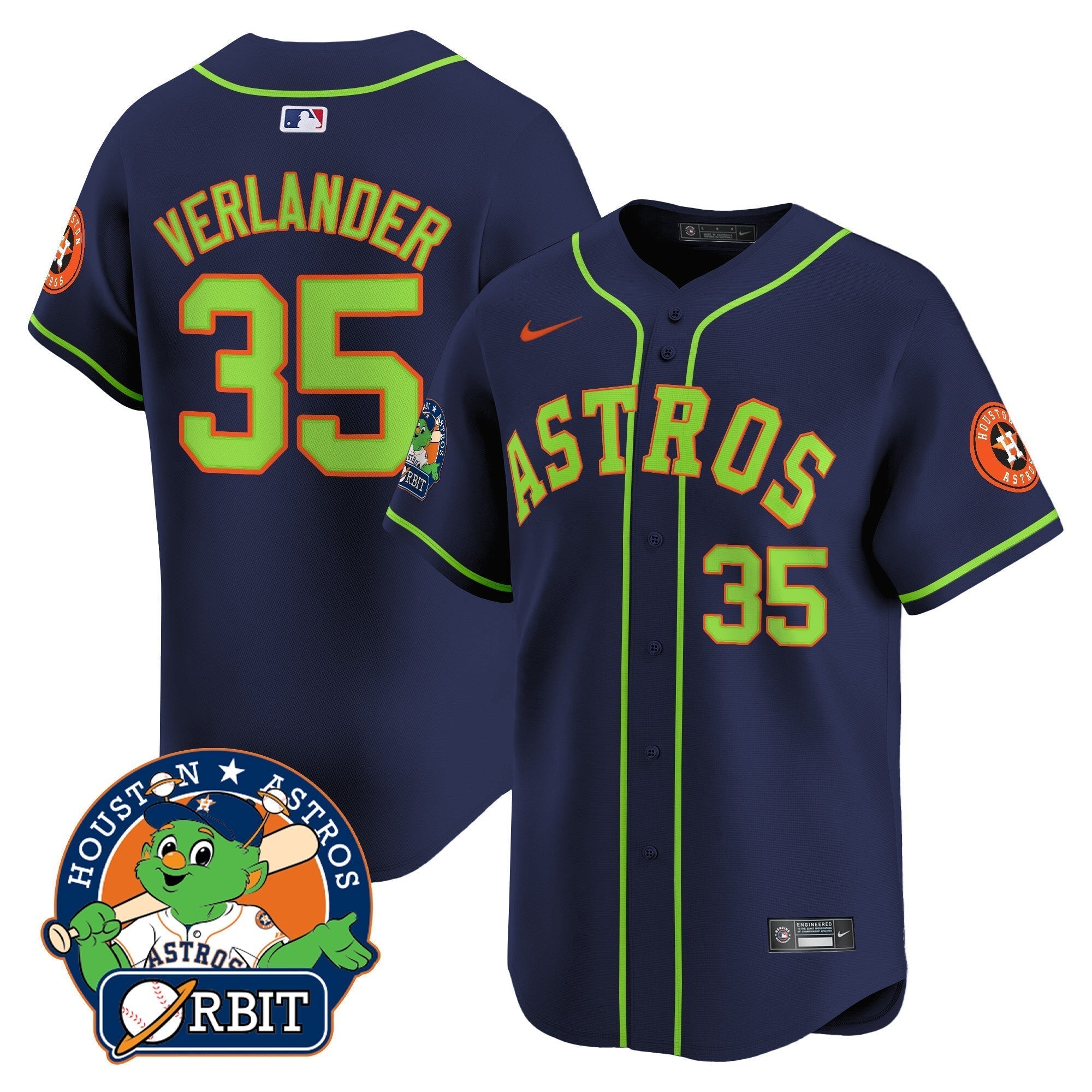 Astros Orbit Patch Vapor Premier Limited Jersey V2 - Stitched