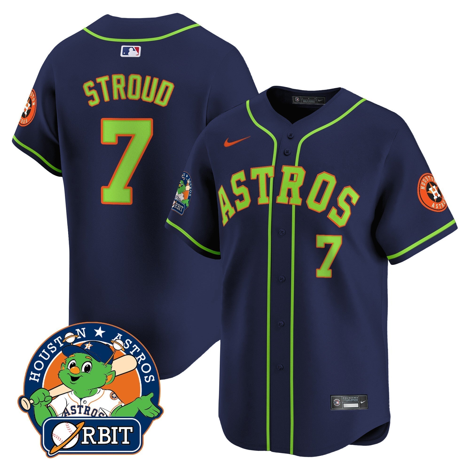 Astros Orbit Patch Vapor Premier Limited Jersey V2 - Stitched