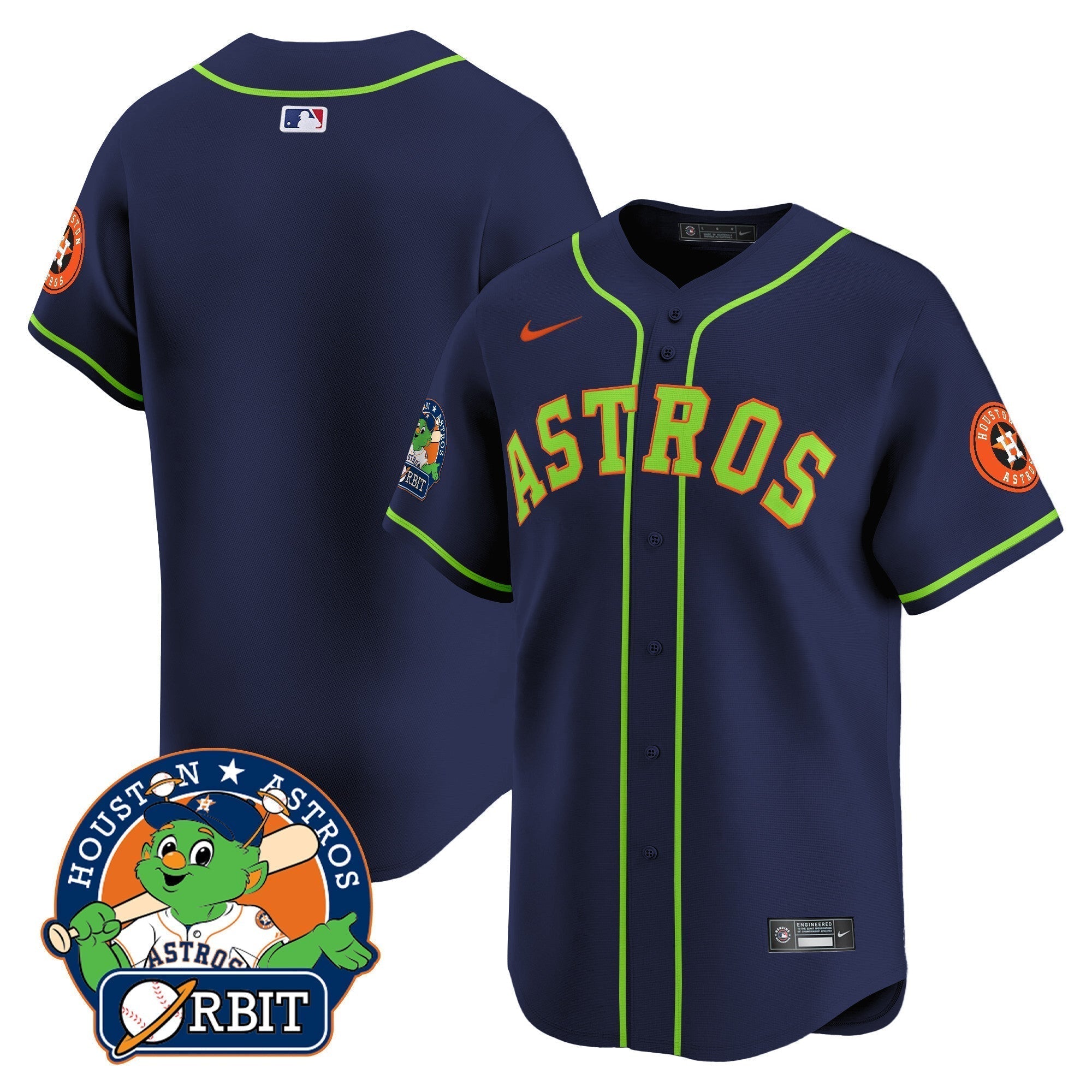 Astros Orbit Patch Vapor Premier Limited Jersey V2 - Stitched