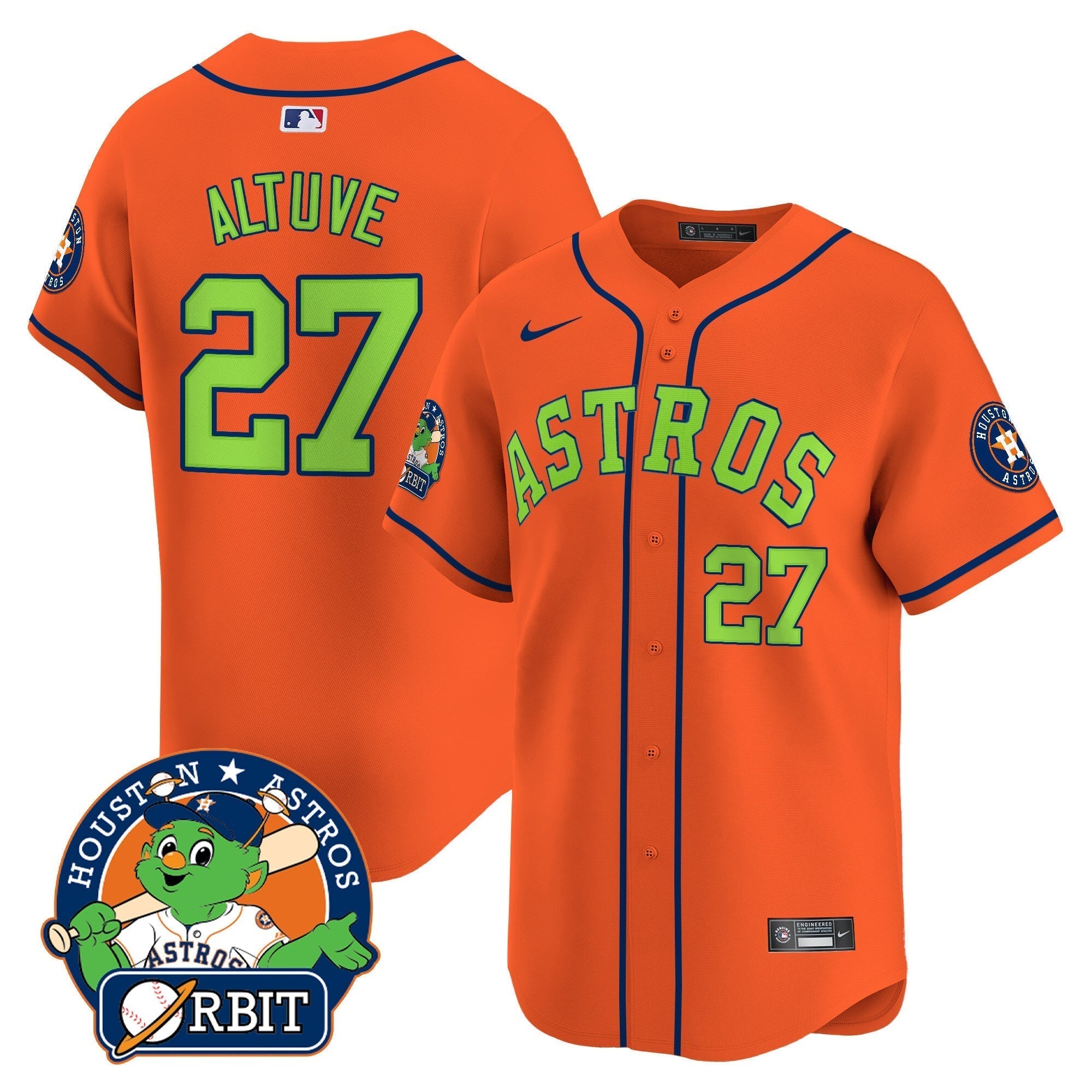 Astros Orbit Patch Vapor Premier Limited Jersey V2 - Stitched