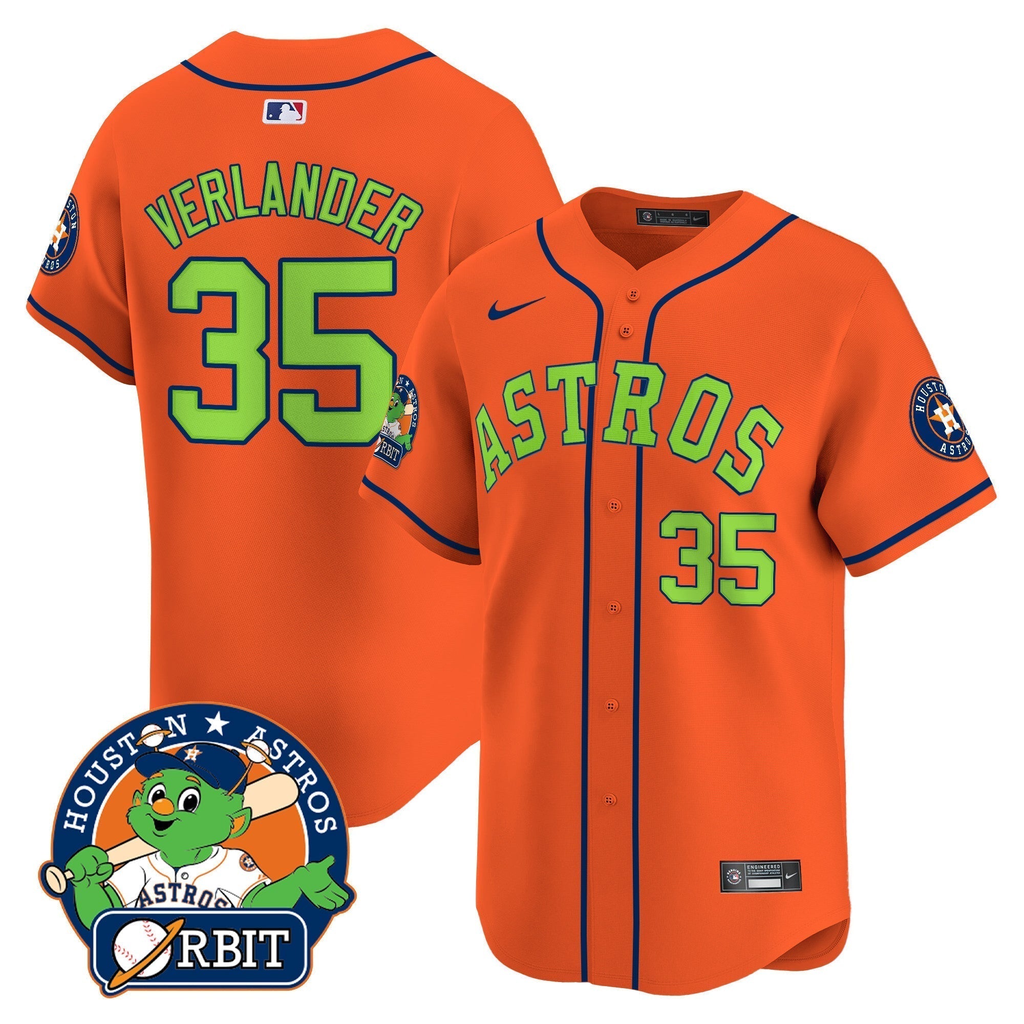 Astros Orbit Patch Vapor Premier Limited Jersey V2 - Stitched