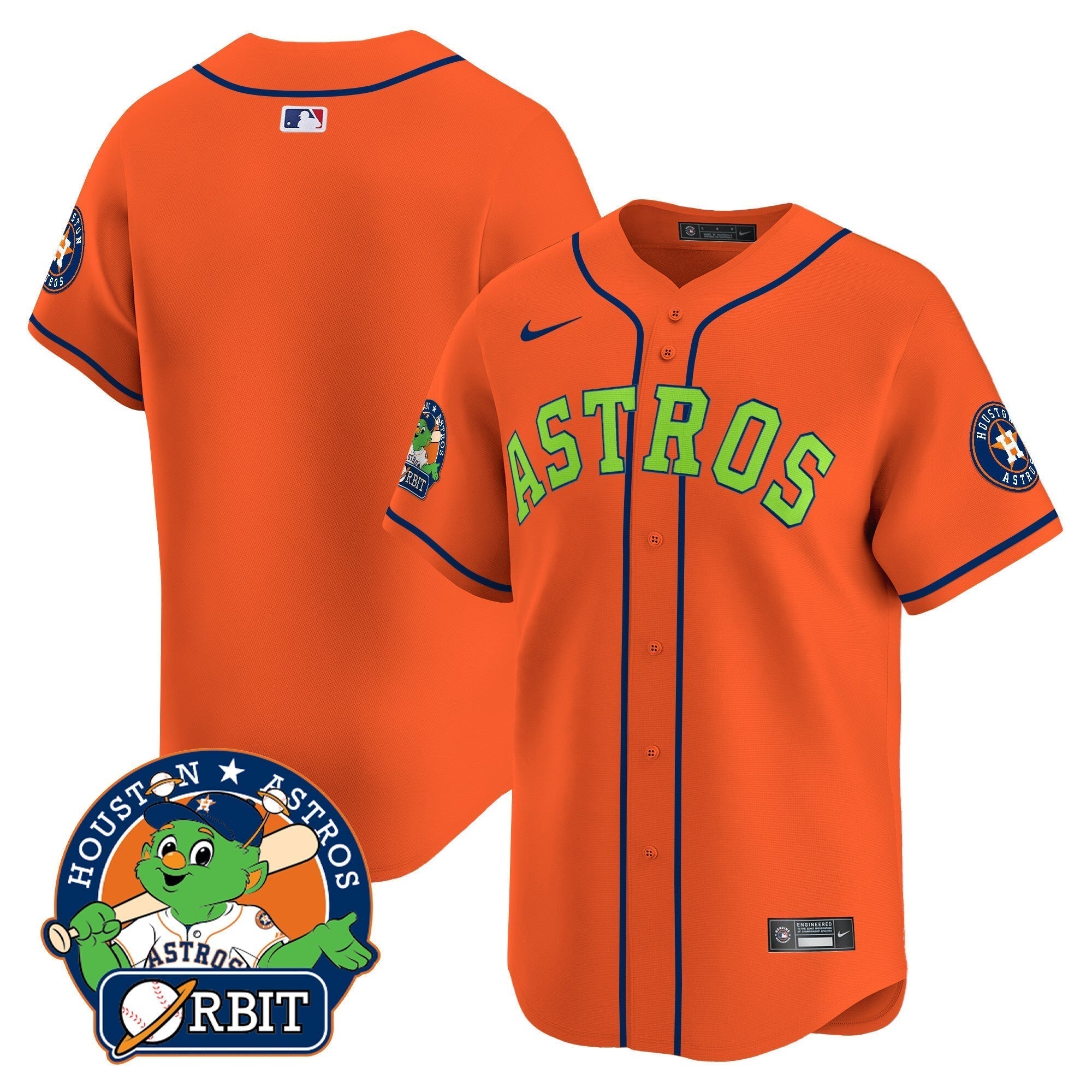 Astros Orbit Patch Vapor Premier Limited Jersey V2 - Stitched