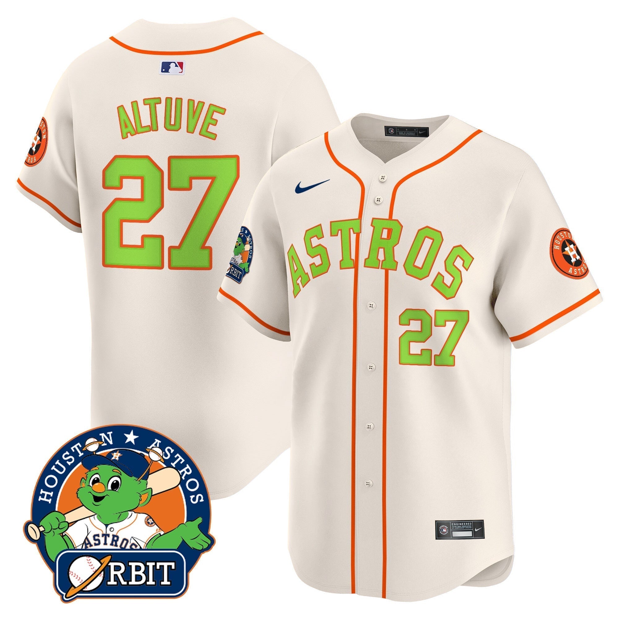 Astros Orbit Patch Vapor Premier Limited Jersey V2 - Stitched