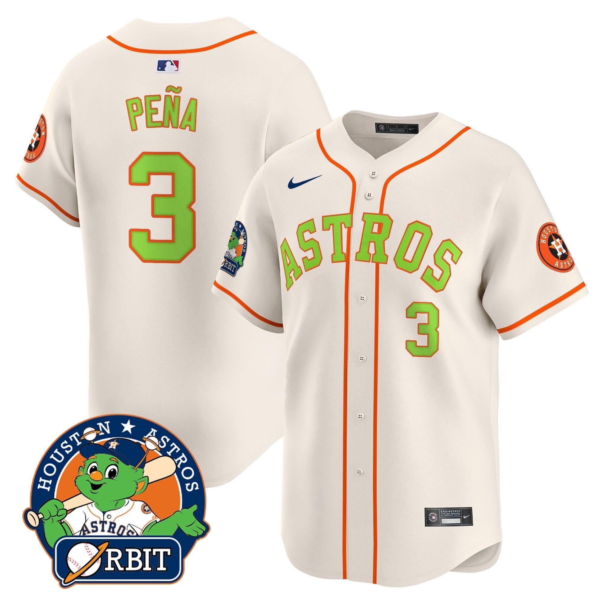Astros Orbit Patch Vapor Premier Limited Jersey V2 - Stitched