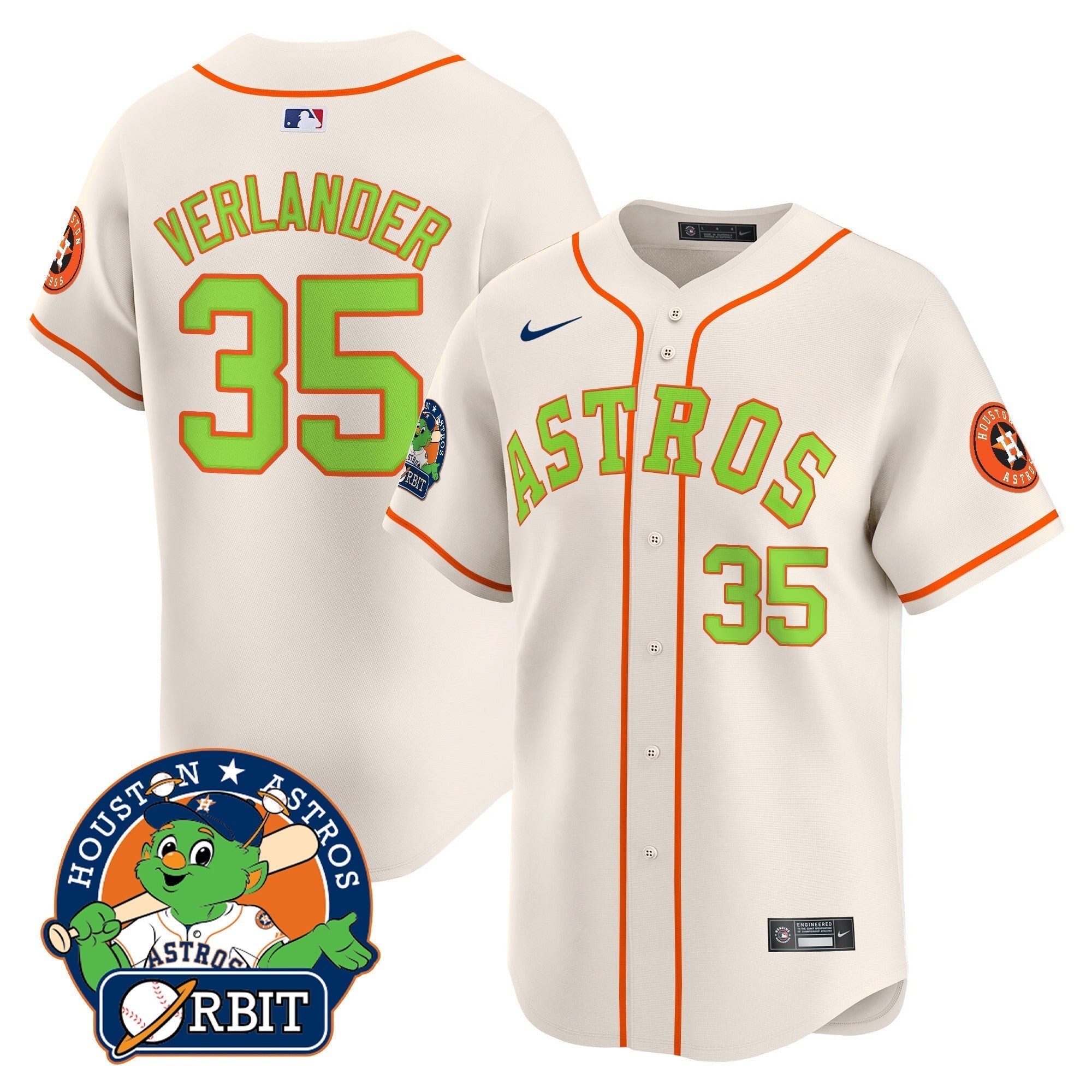 Astros Orbit Patch Vapor Premier Limited Jersey V2 - Stitched