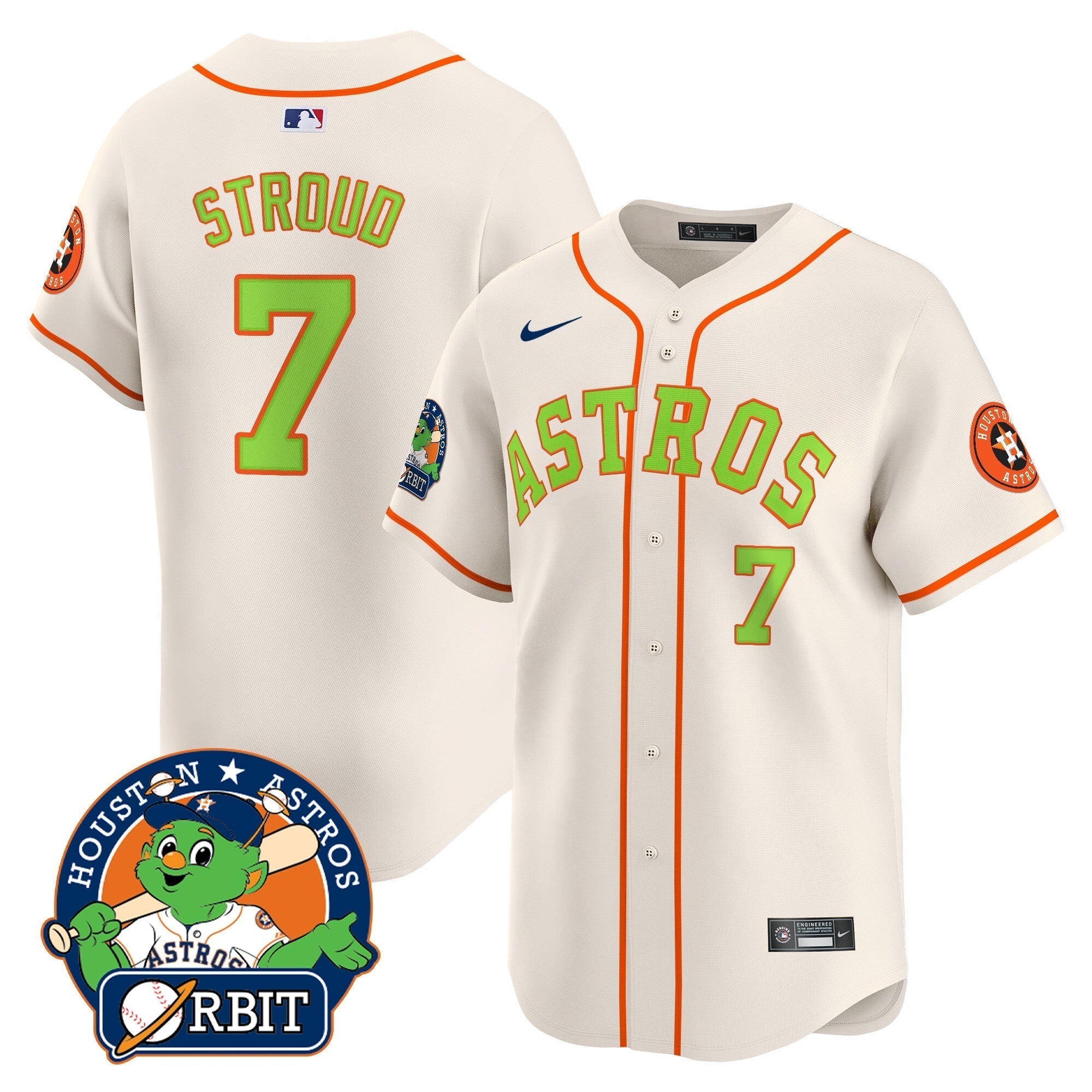 Astros Orbit Patch Vapor Premier Limited Jersey V2 - Stitched