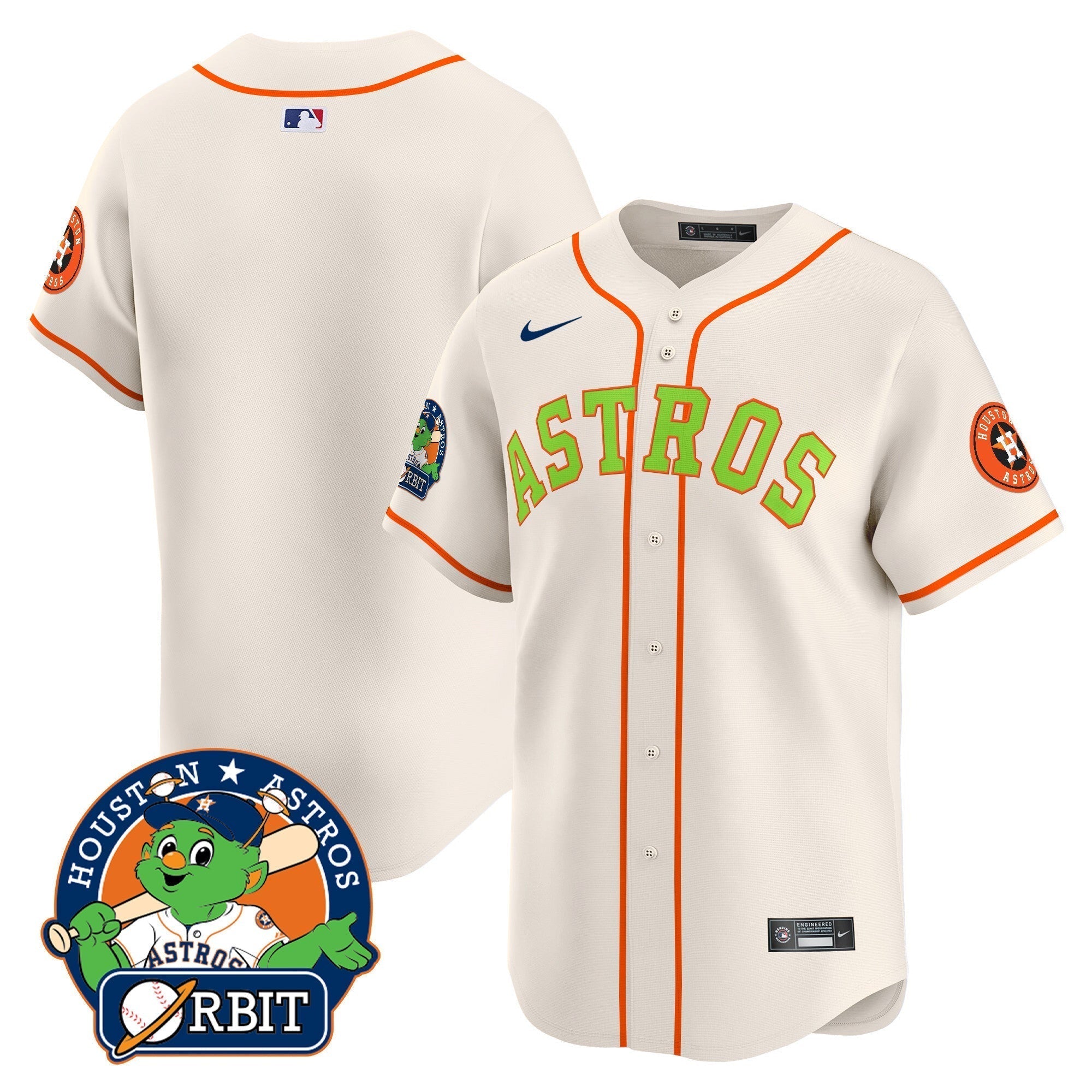 Astros Orbit Patch Vapor Premier Limited Jersey V2 - Stitched