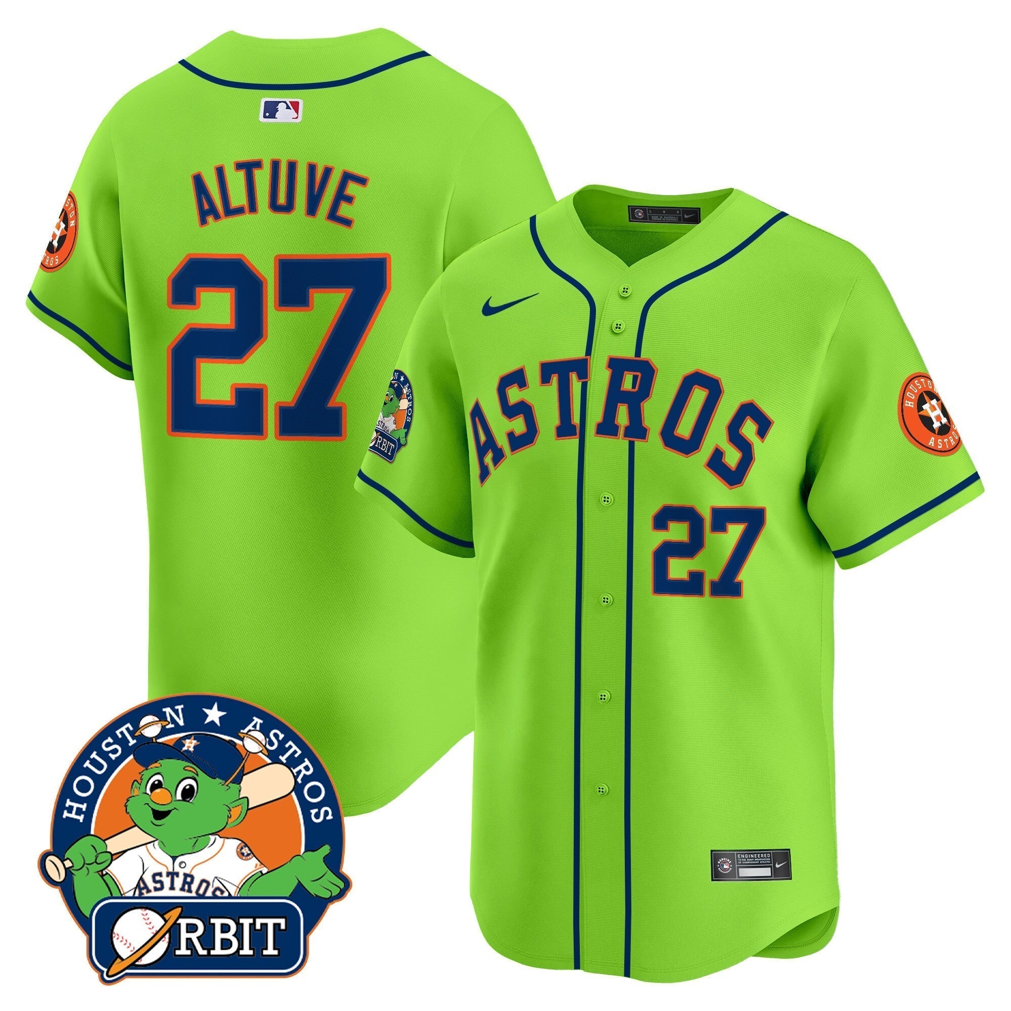 Astros Orbit Patch Vapor Premier Limited Jersey V2 - Stitched