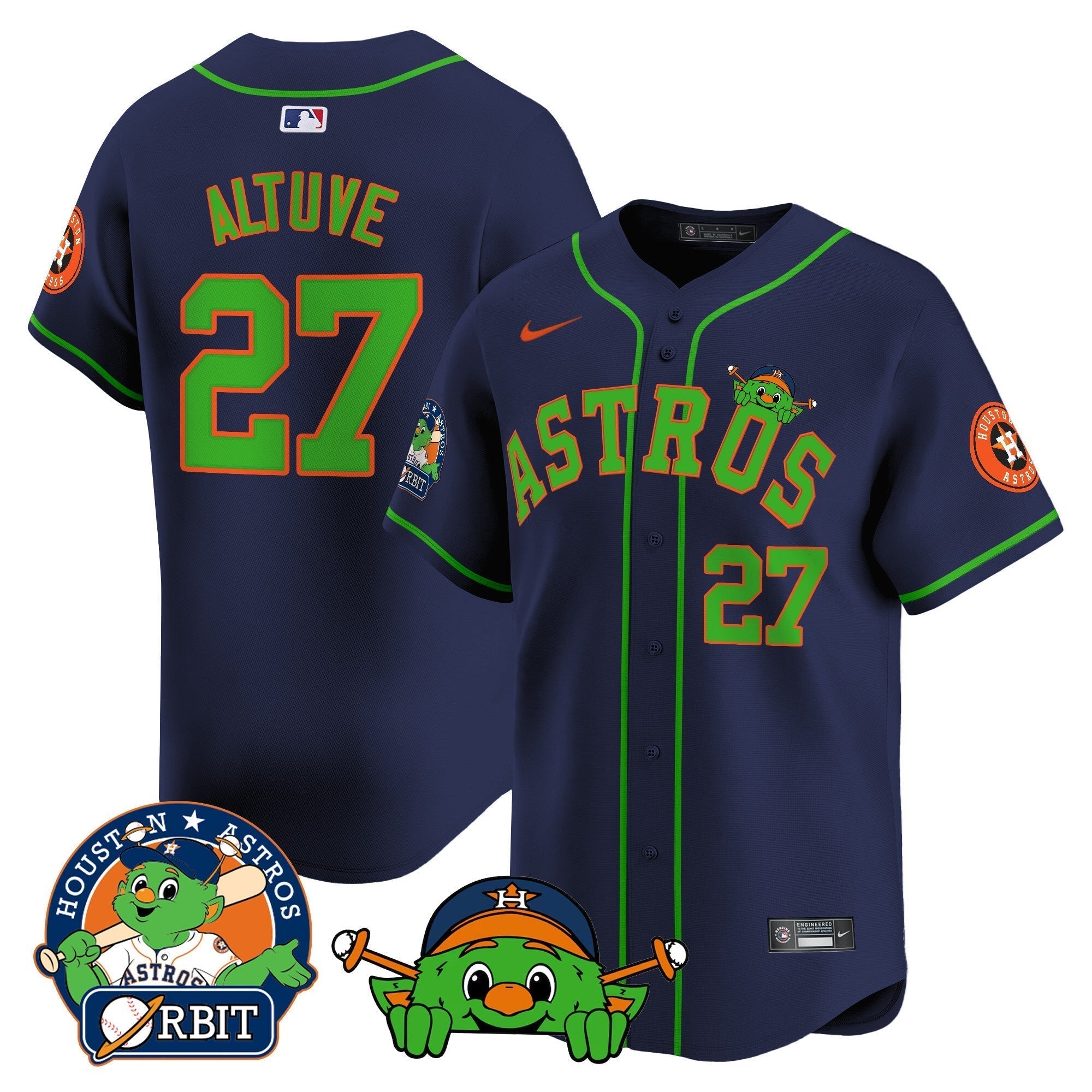 Astros Orbit Patch Vapor Premier Limited Jersey V3 - Stitched