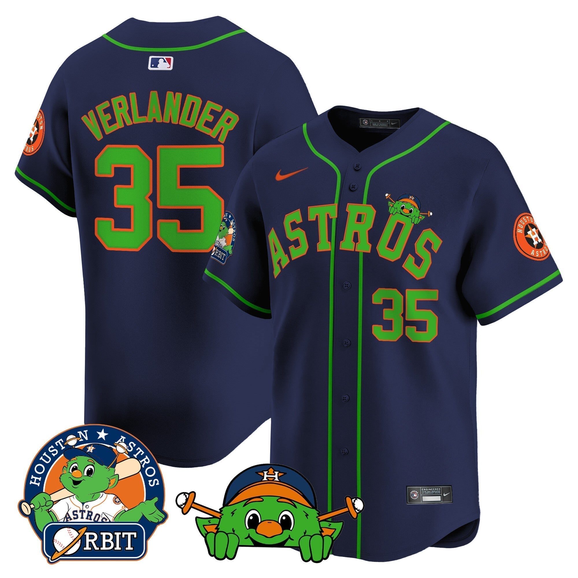 Astros Orbit Patch Vapor Premier Limited Jersey V3 - Stitched