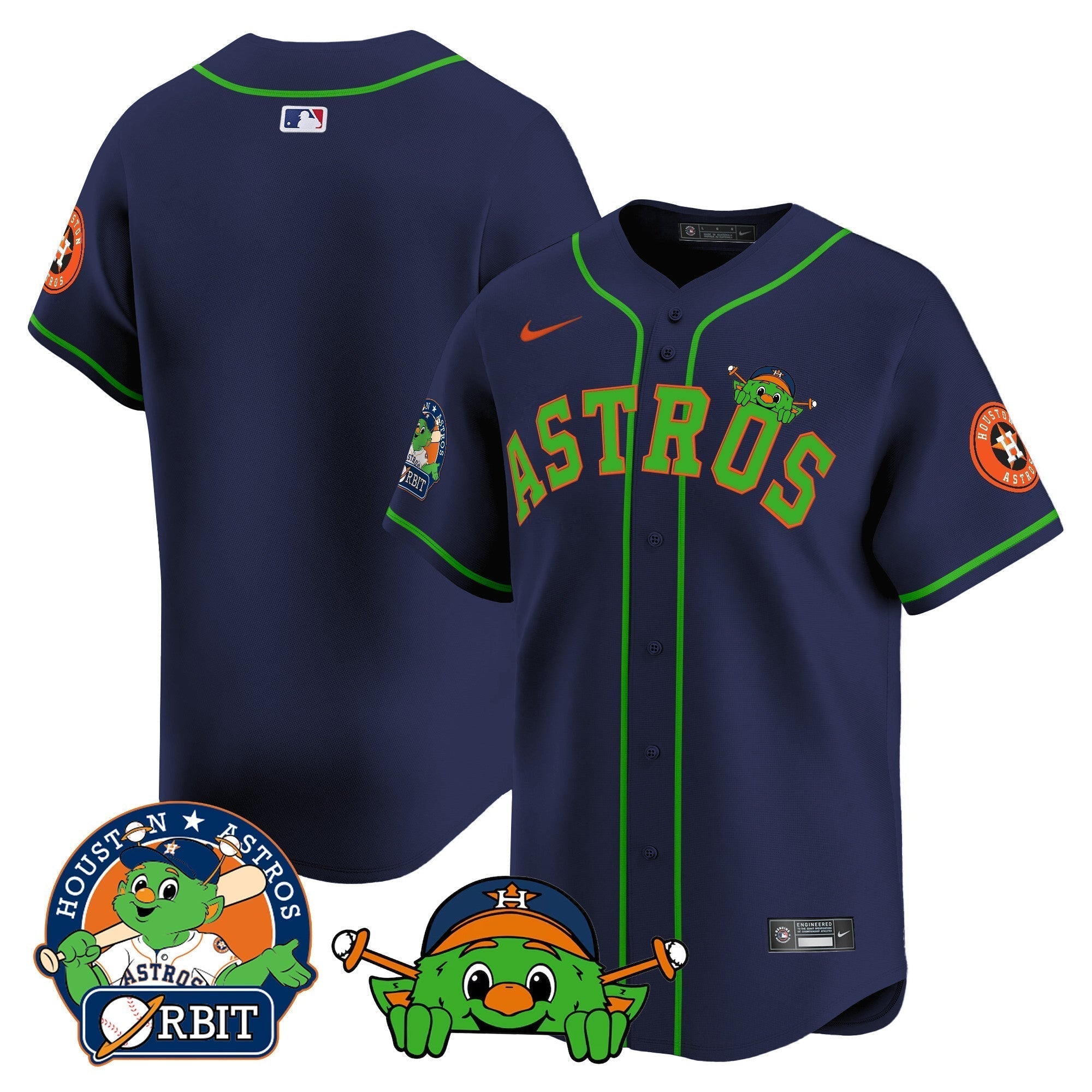 Astros Orbit Patch Vapor Premier Limited Jersey V3 - Stitched