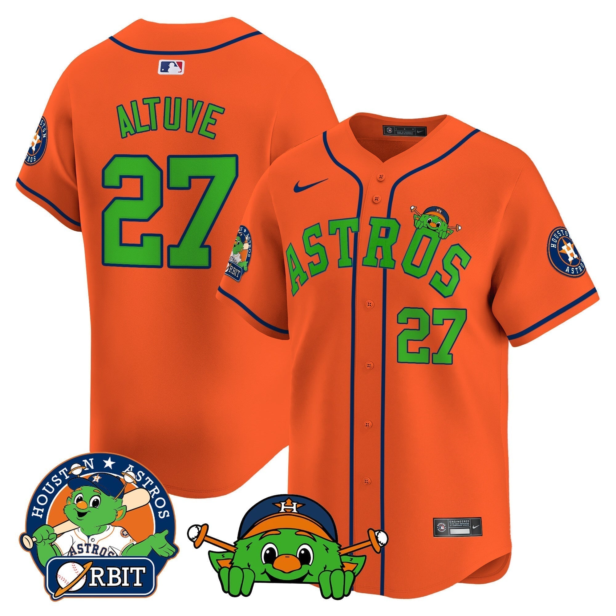 Astros Orbit Patch Vapor Premier Limited Jersey V3 - Stitched