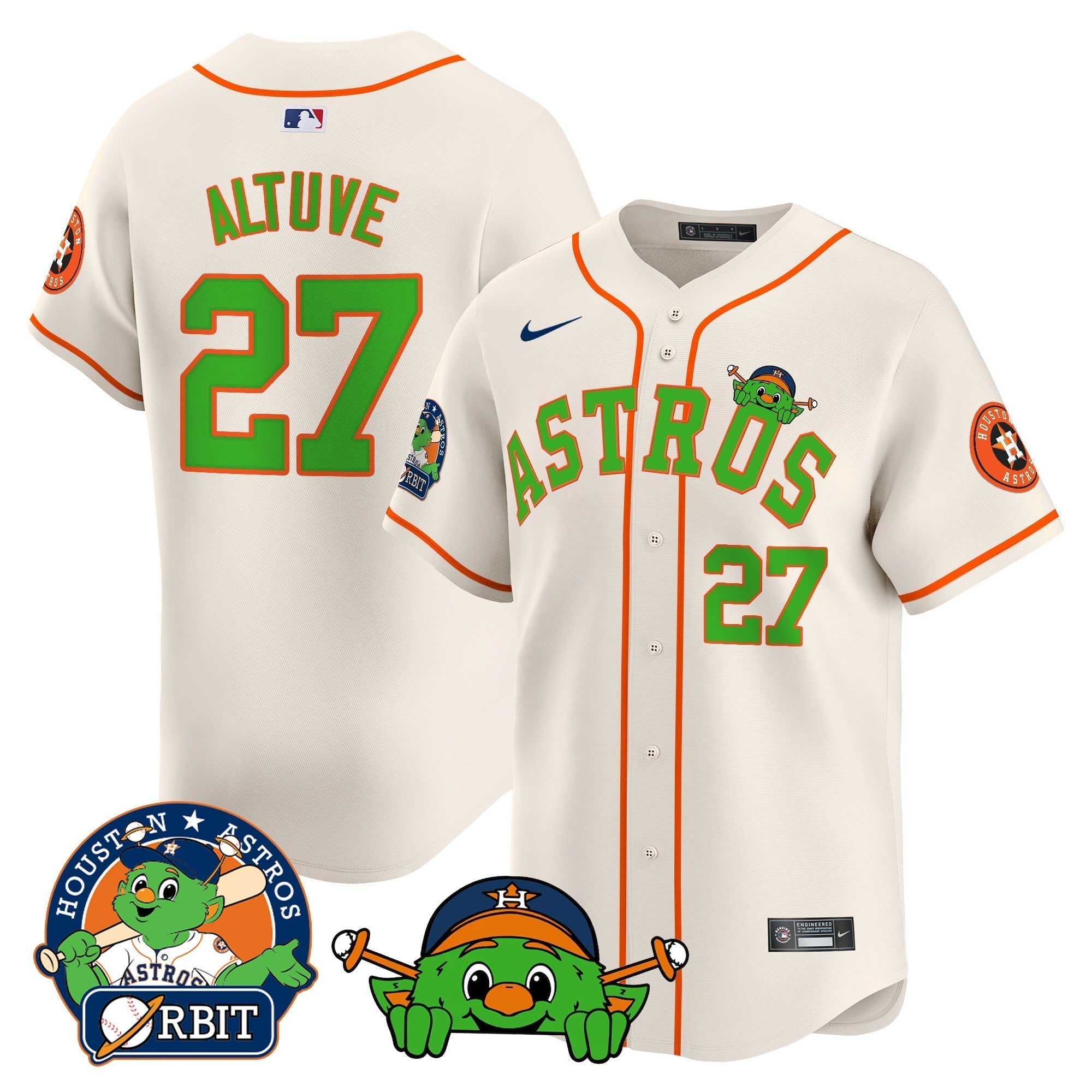 Astros Orbit Patch Vapor Premier Limited Jersey V3 - Stitched