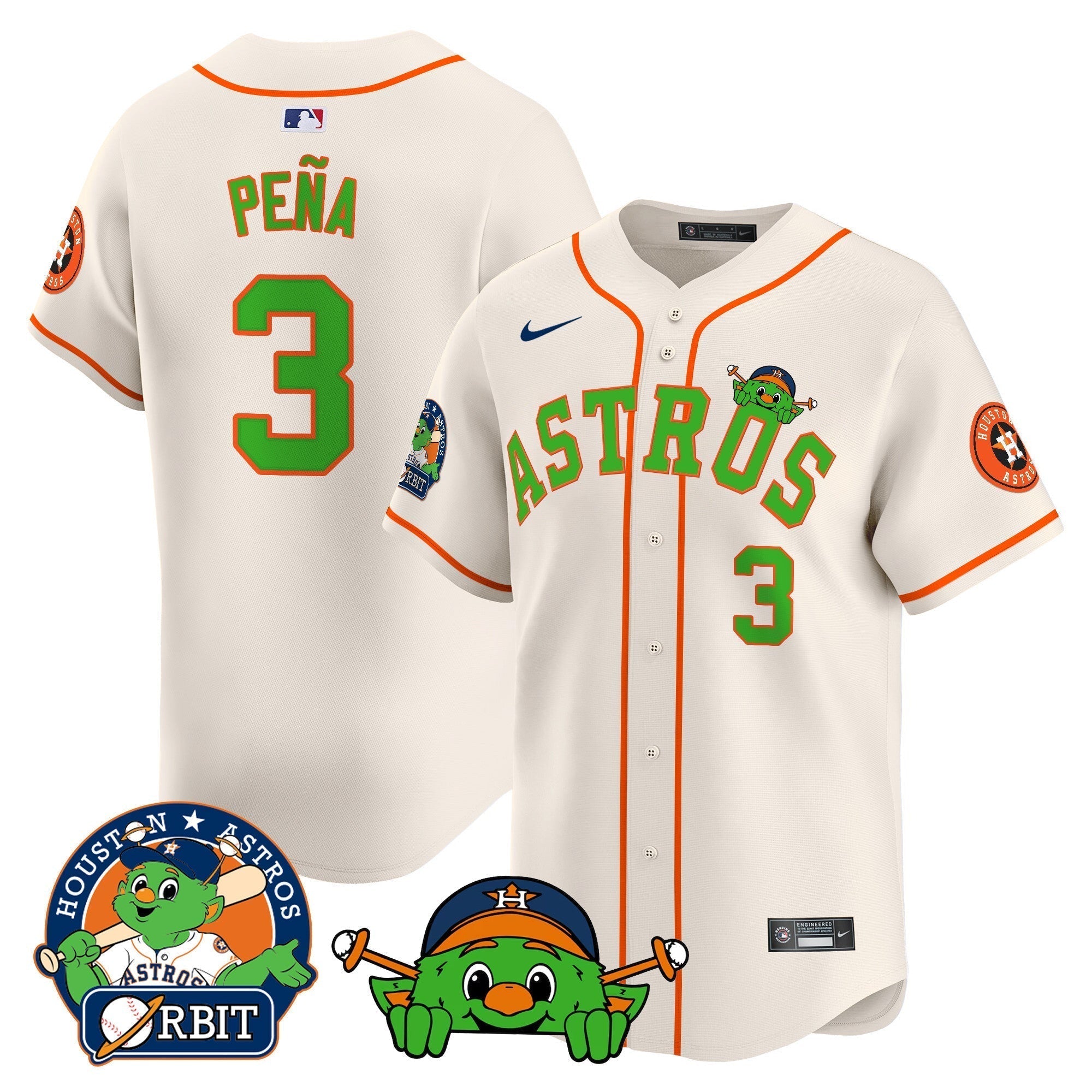 Astros Orbit Patch Vapor Premier Limited Jersey V3 - Stitched
