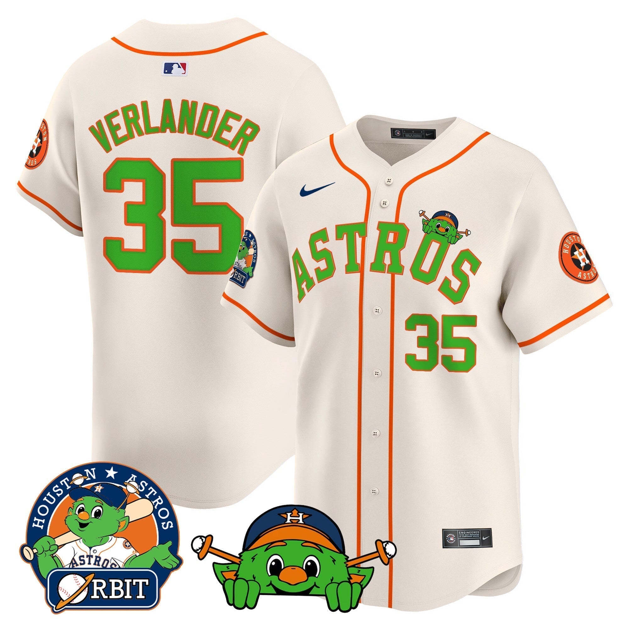 Astros Orbit Patch Vapor Premier Limited Jersey V3 - Stitched