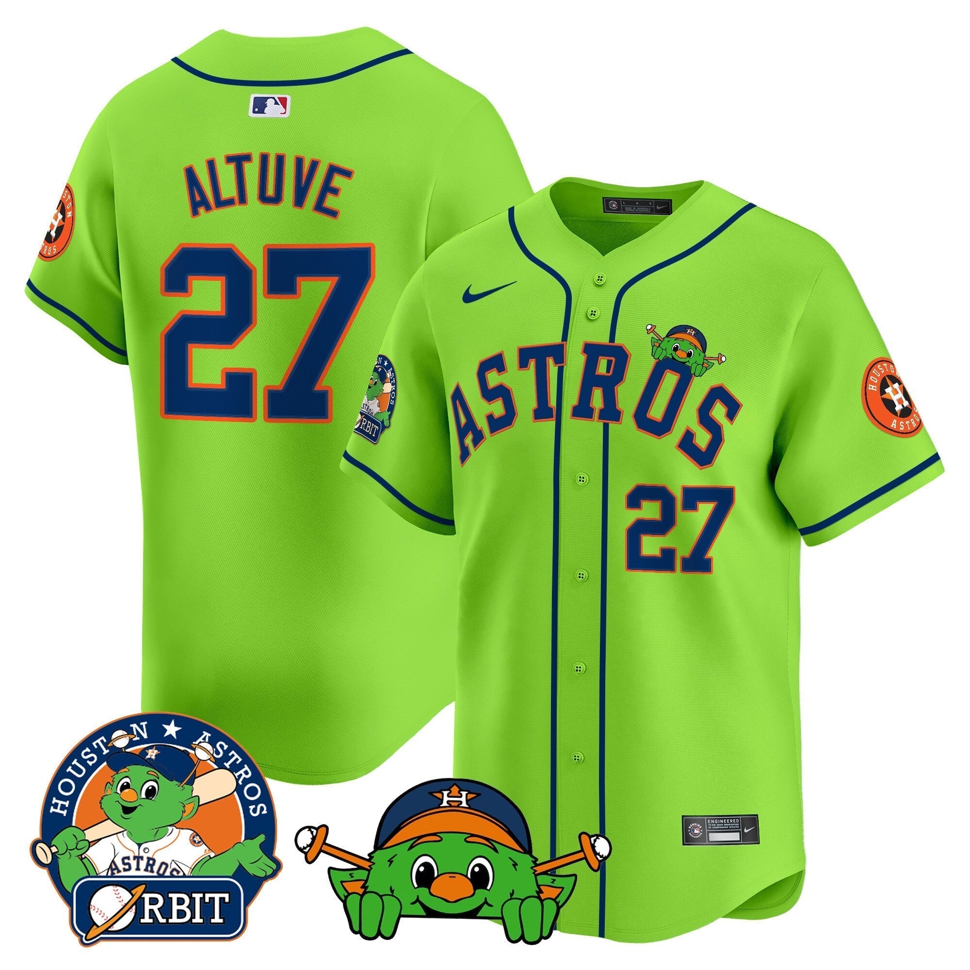 Astros Orbit Patch Vapor Premier Limited Jersey V3 - Stitched