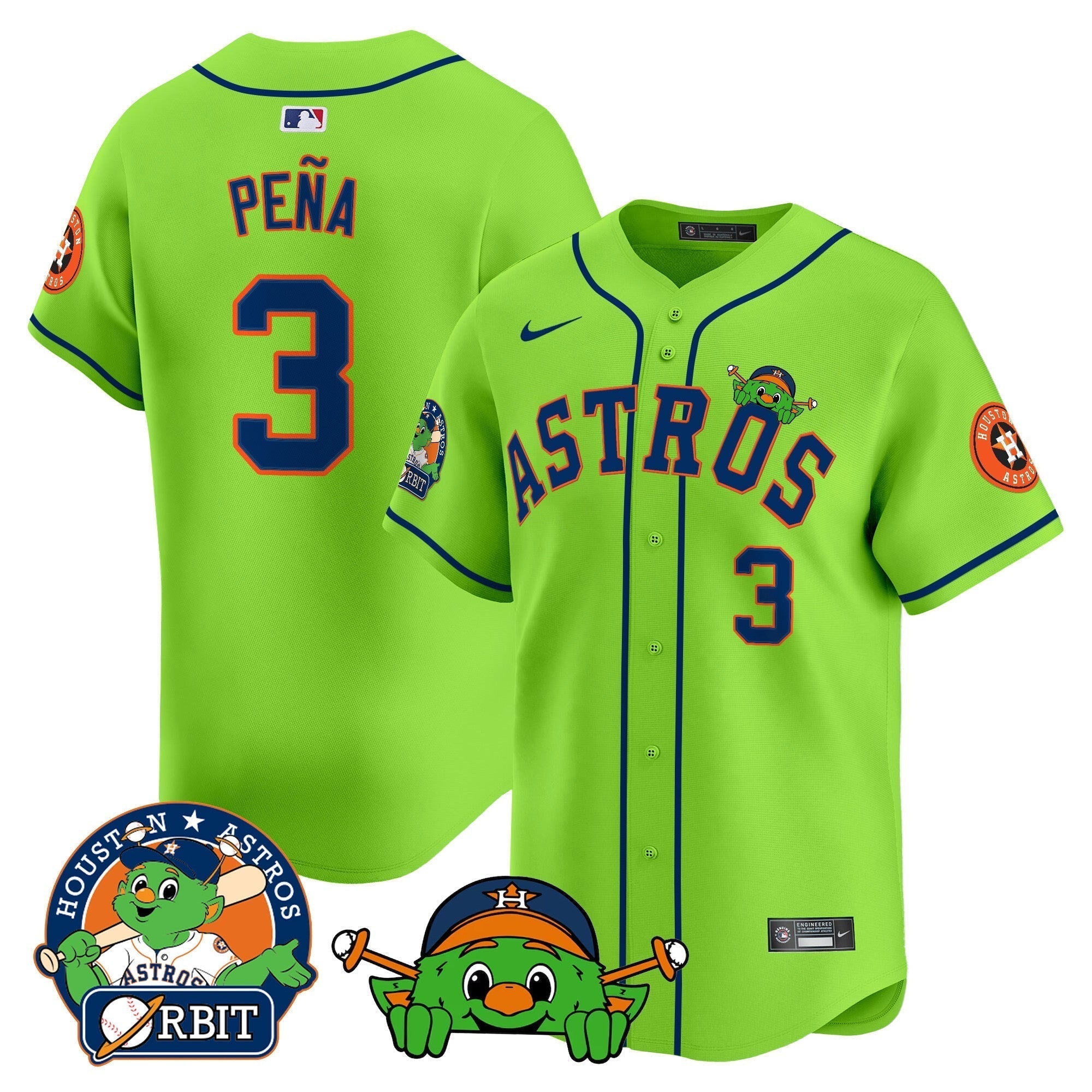 Astros Orbit Patch Vapor Premier Limited Jersey V3 - Stitched