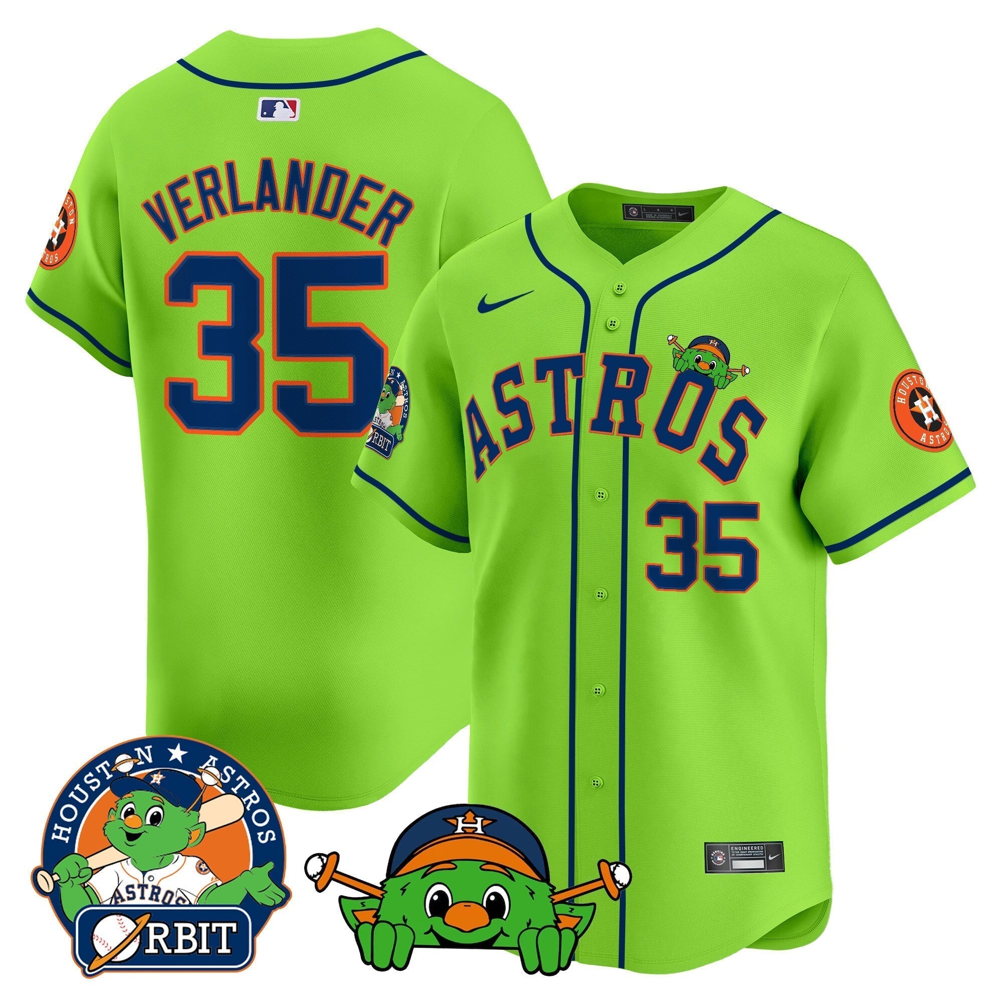 Astros Orbit Patch Vapor Premier Limited Jersey V3 - Stitched