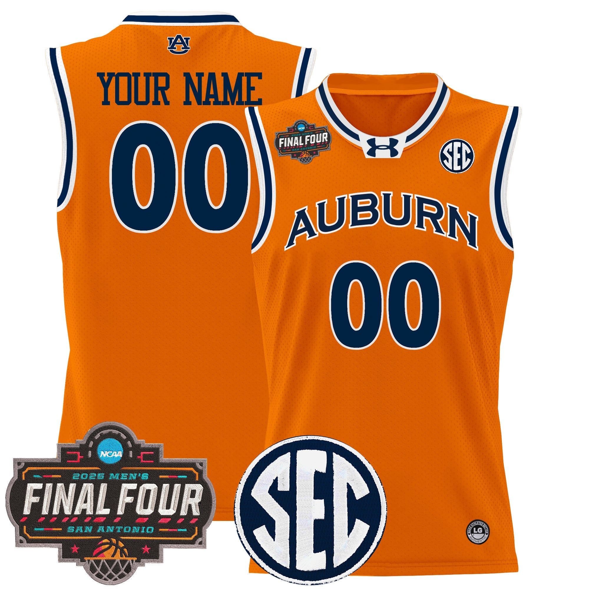 Auburn Tigers 2025 Final Four Patch Lightweight Basketball Custom Jersey - All Stitched