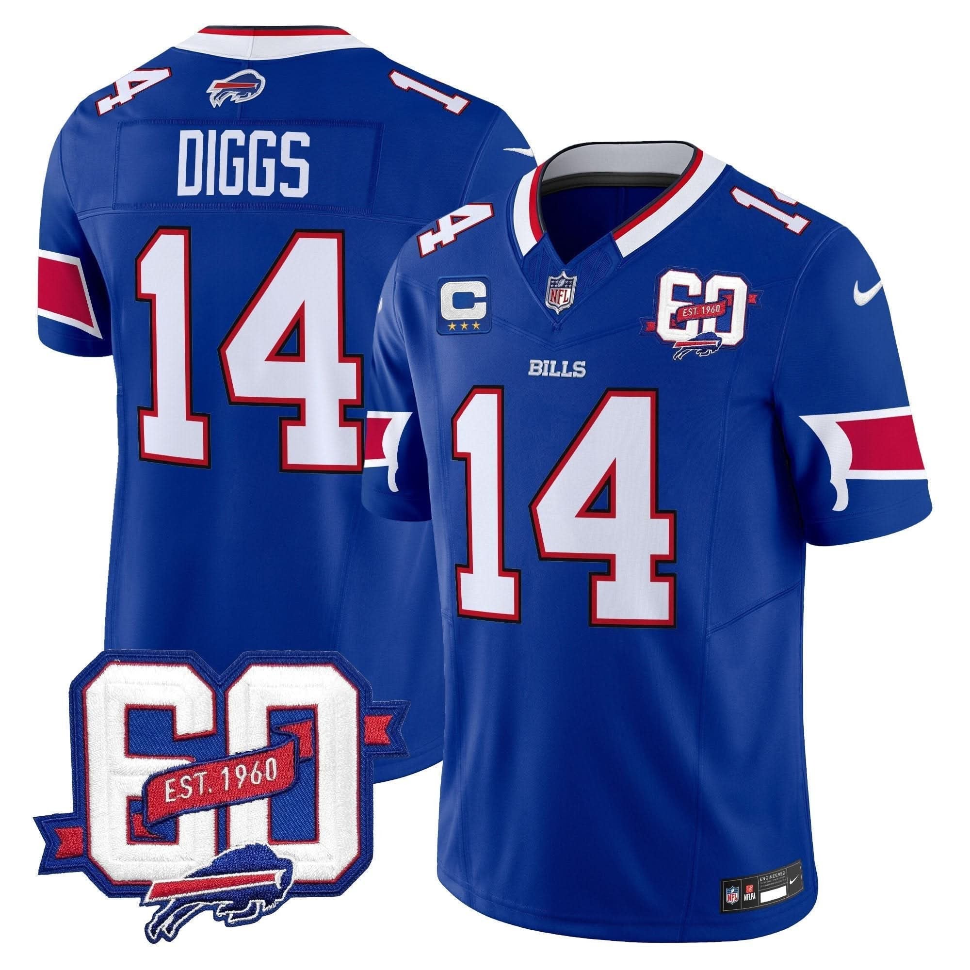 Bills 60th Anniversary Patch Vapor Limited Jersey - All Stitched