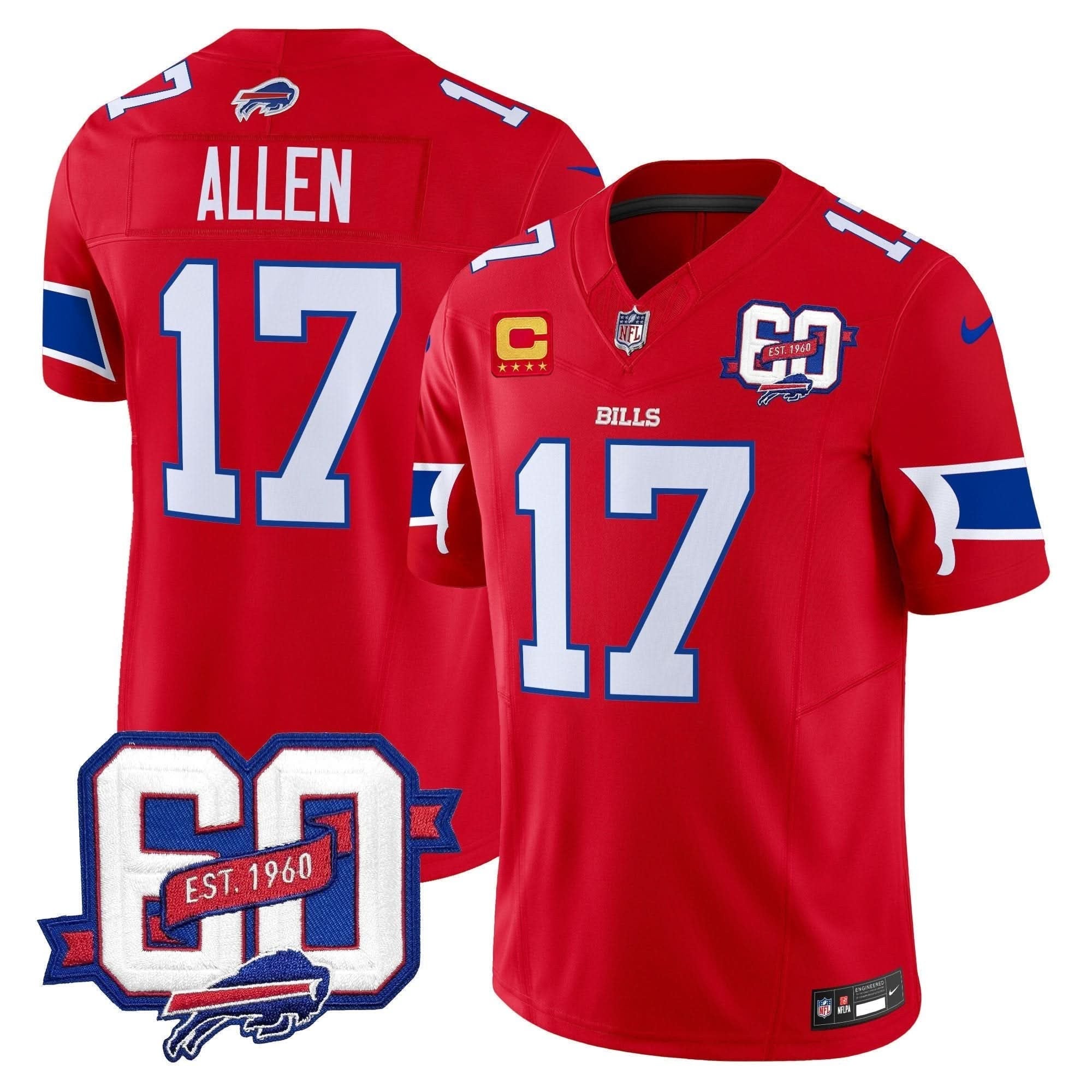Bills 60th Anniversary Patch Vapor Limited Jersey - All Stitched