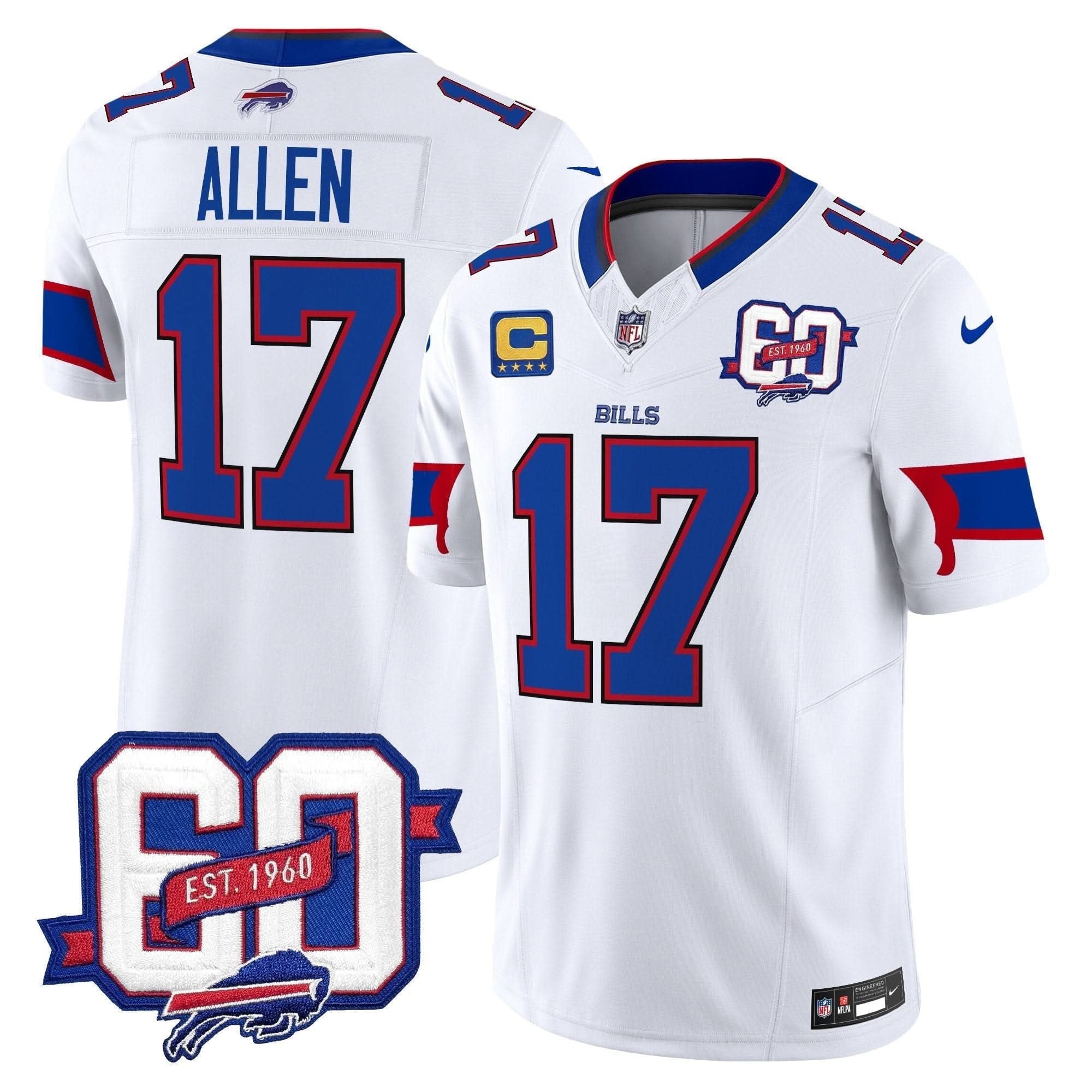 Bills 60th Anniversary Patch Vapor Limited Jersey - All Stitched