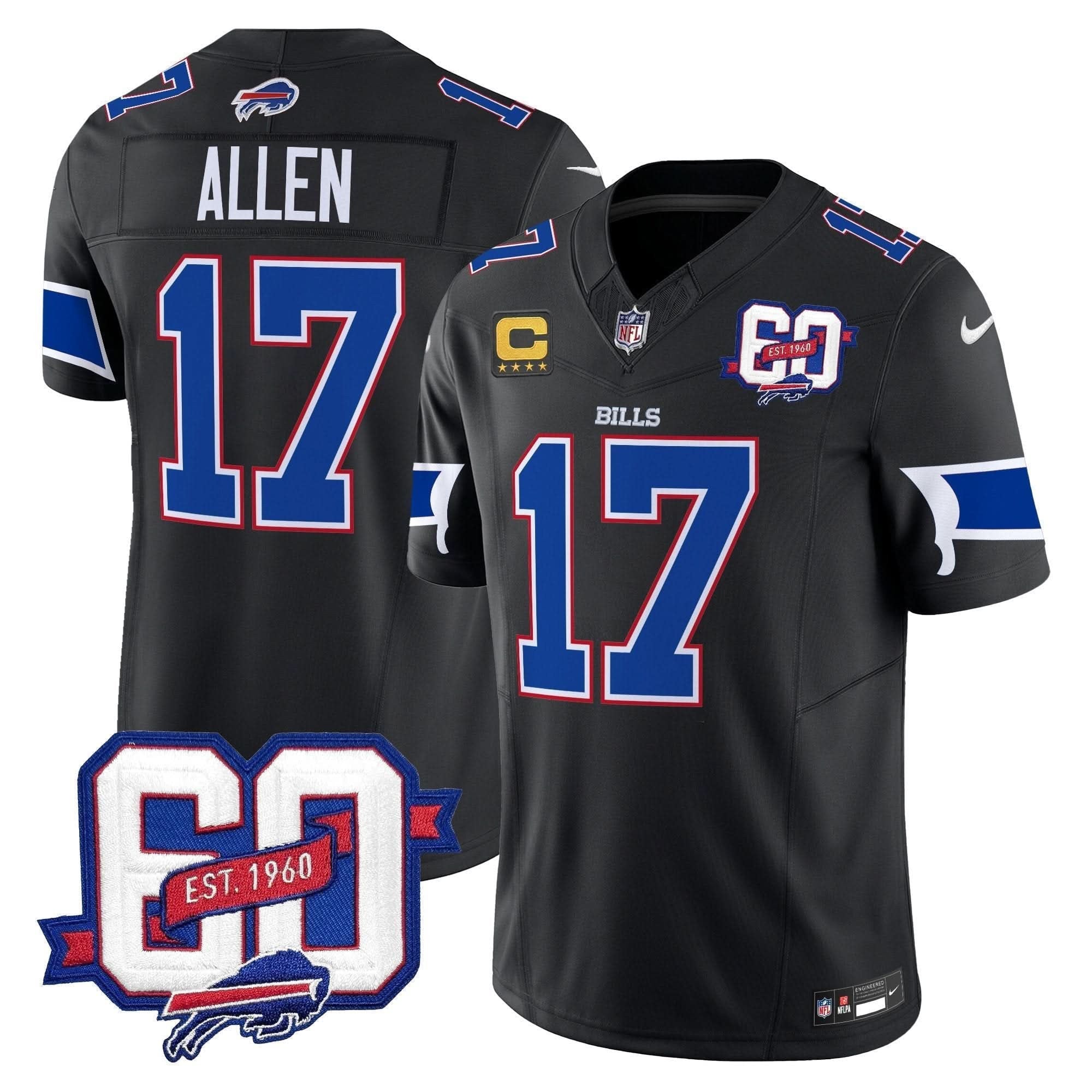 Bills 60th Anniversary Patch Vapor Limited Jersey - All Stitched
