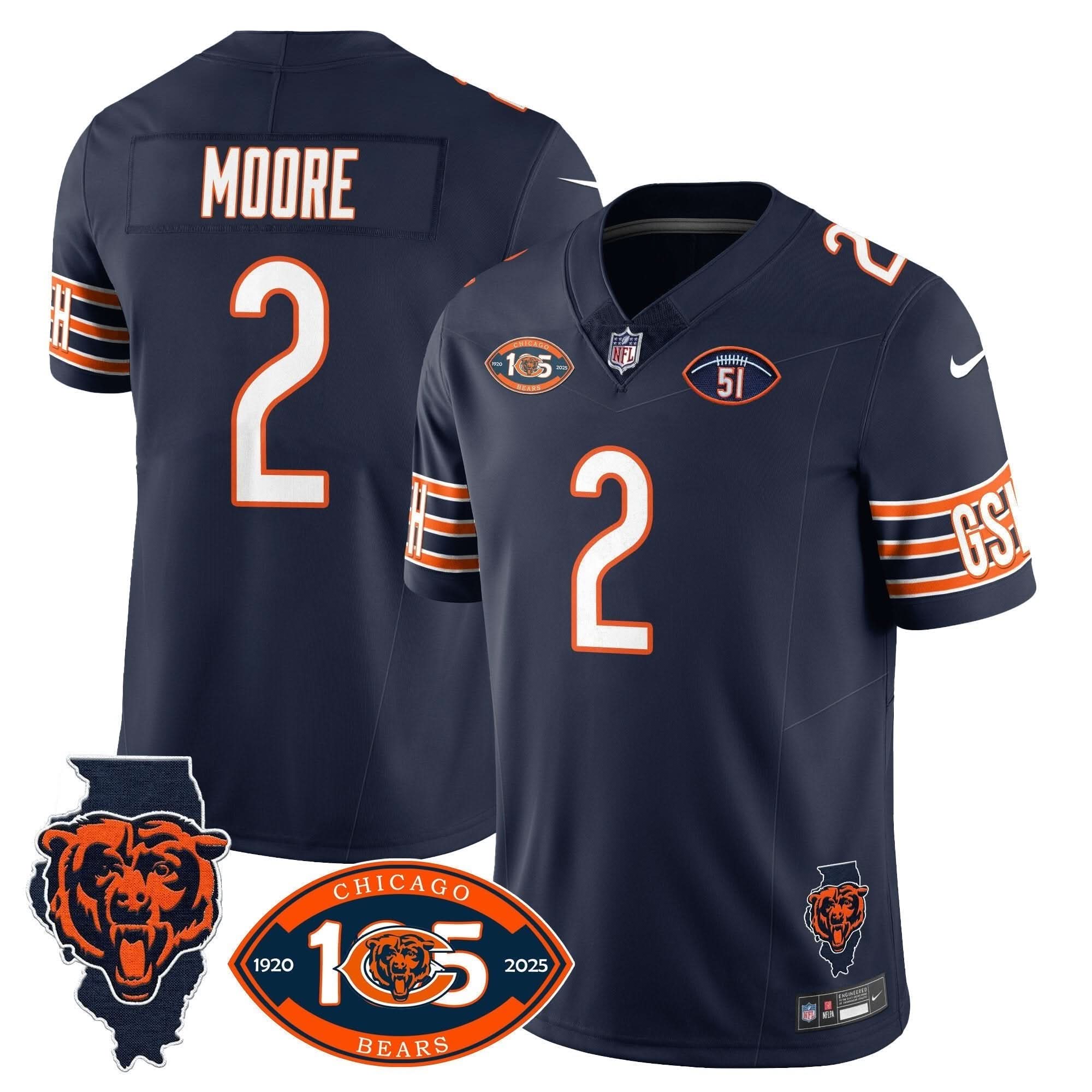 Bears 1920-2025 The Bears Vapor Limited Jersey - All Stitched