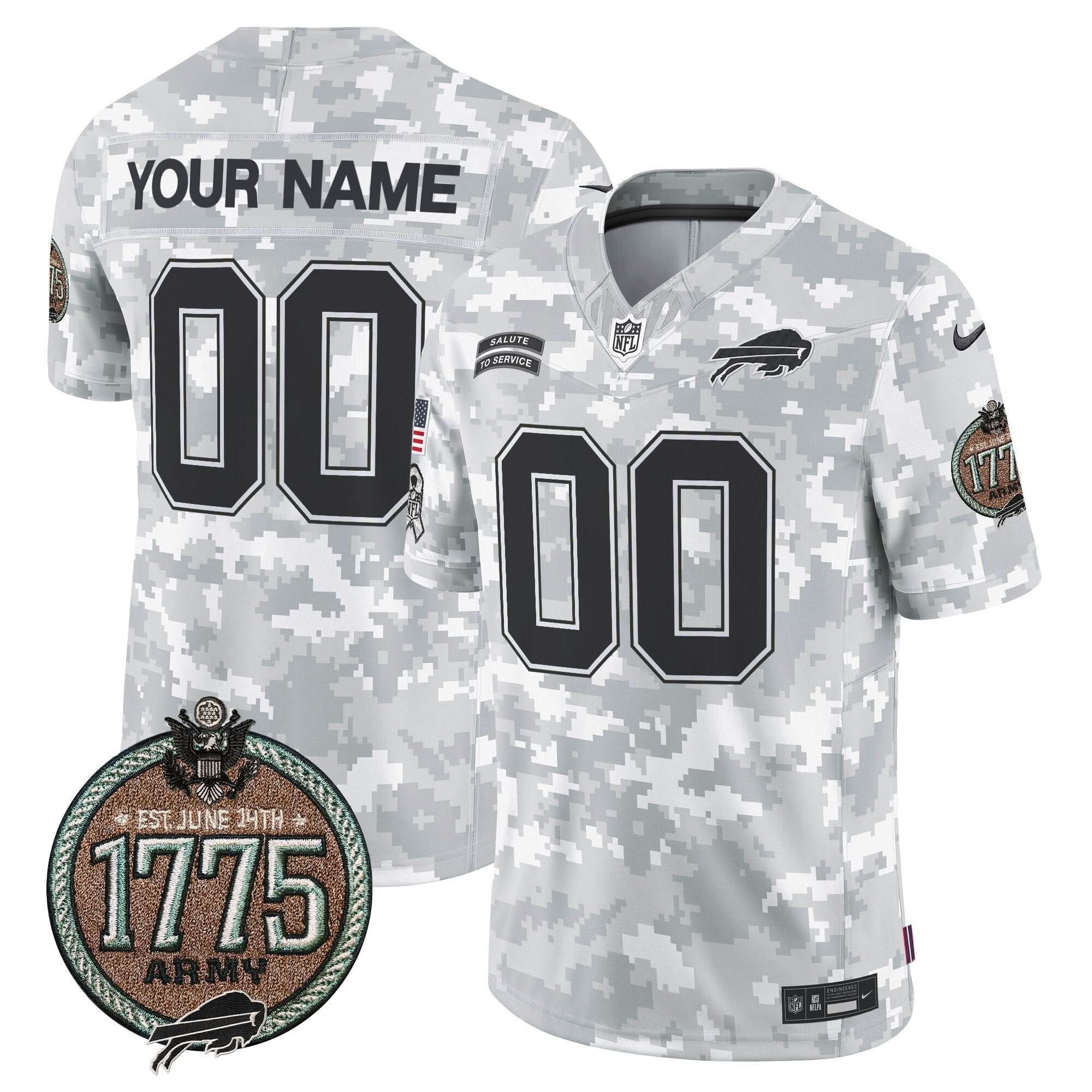 Bills 2024 Salute to Service Establishment Year Patch Vapor Limited Custom Jersey - All Stitched
