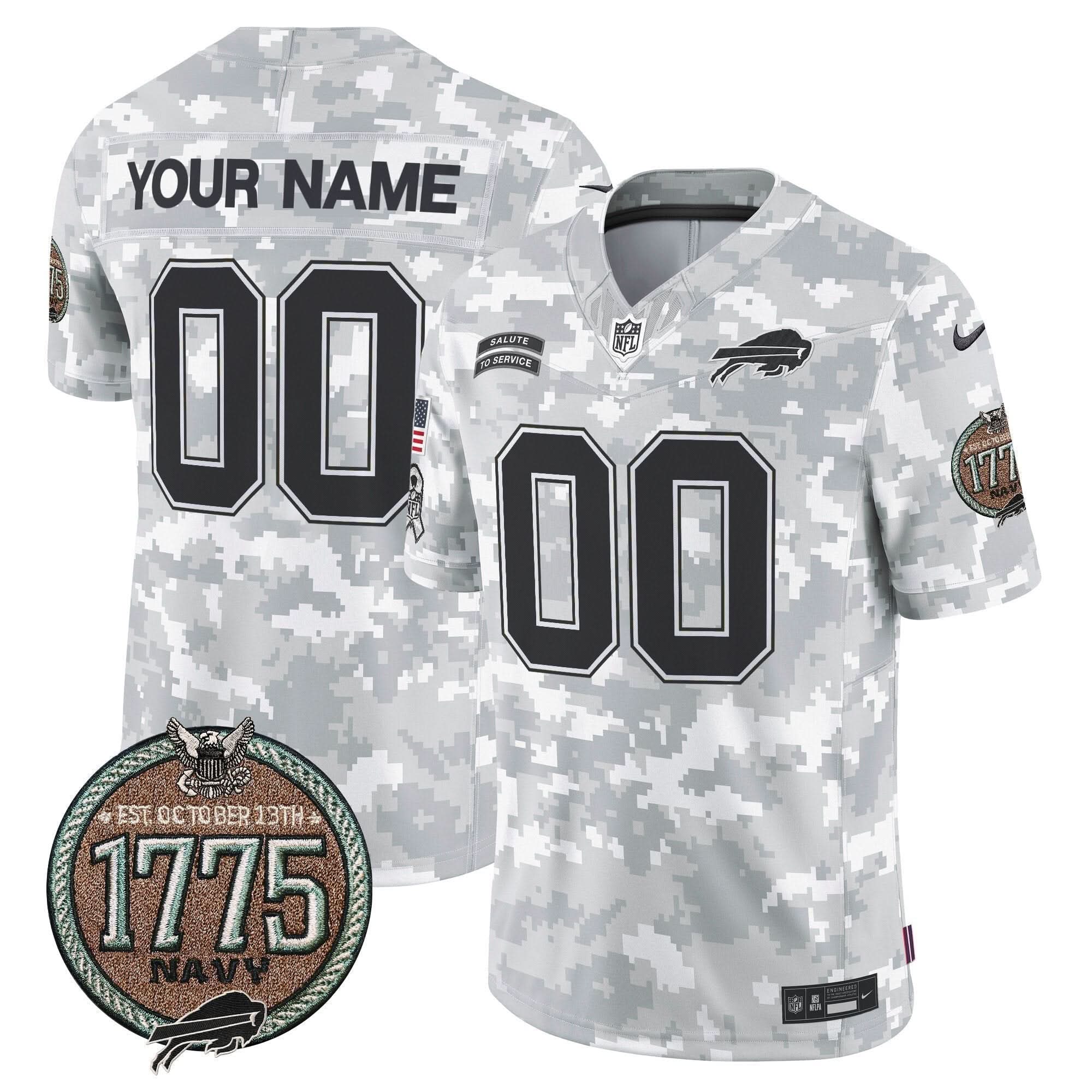 Bills 2024 Salute to Service Establishment Year Patch Vapor Limited Custom Jersey - All Stitched