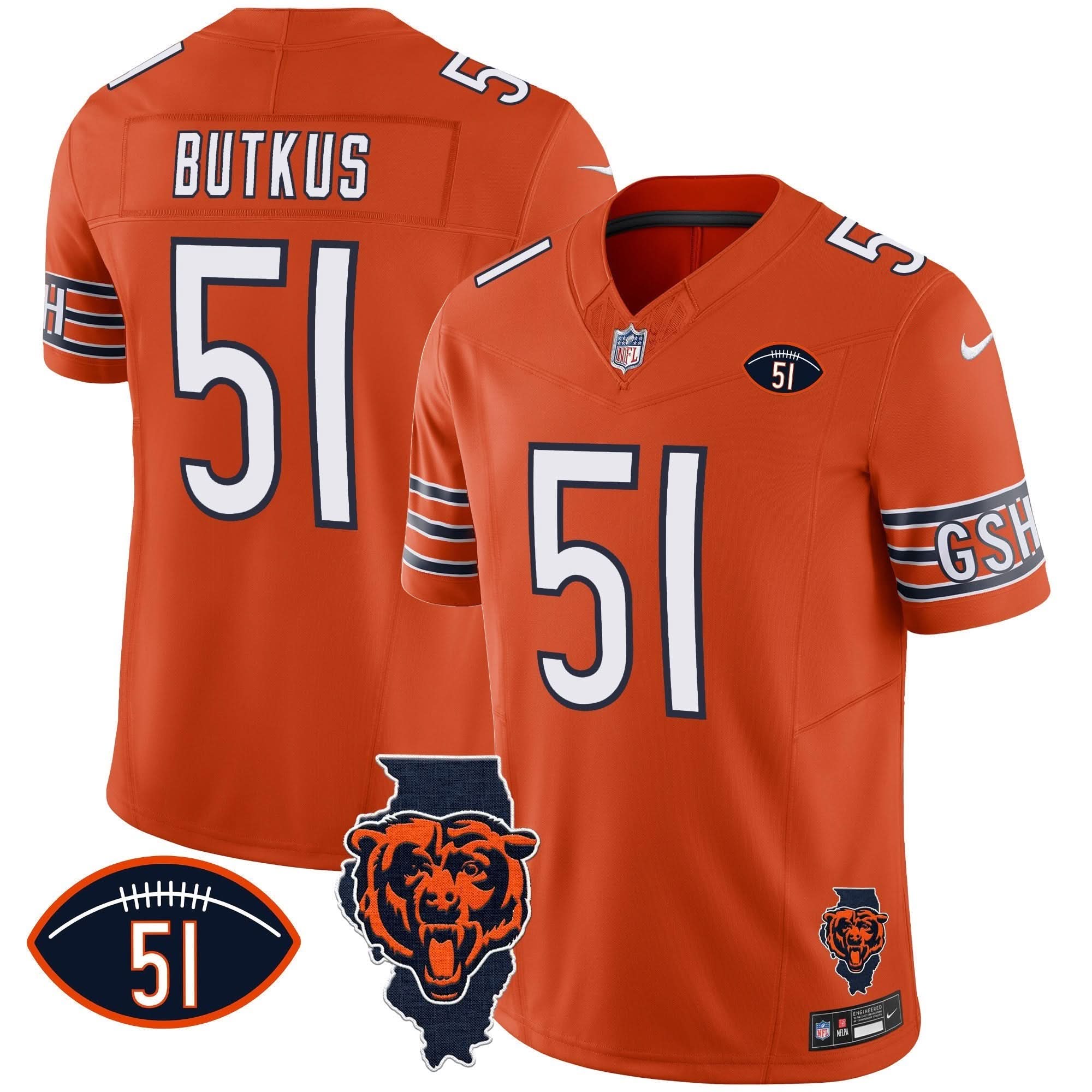 Bears Illinois Patch Vapor Jersey - All Stitched
