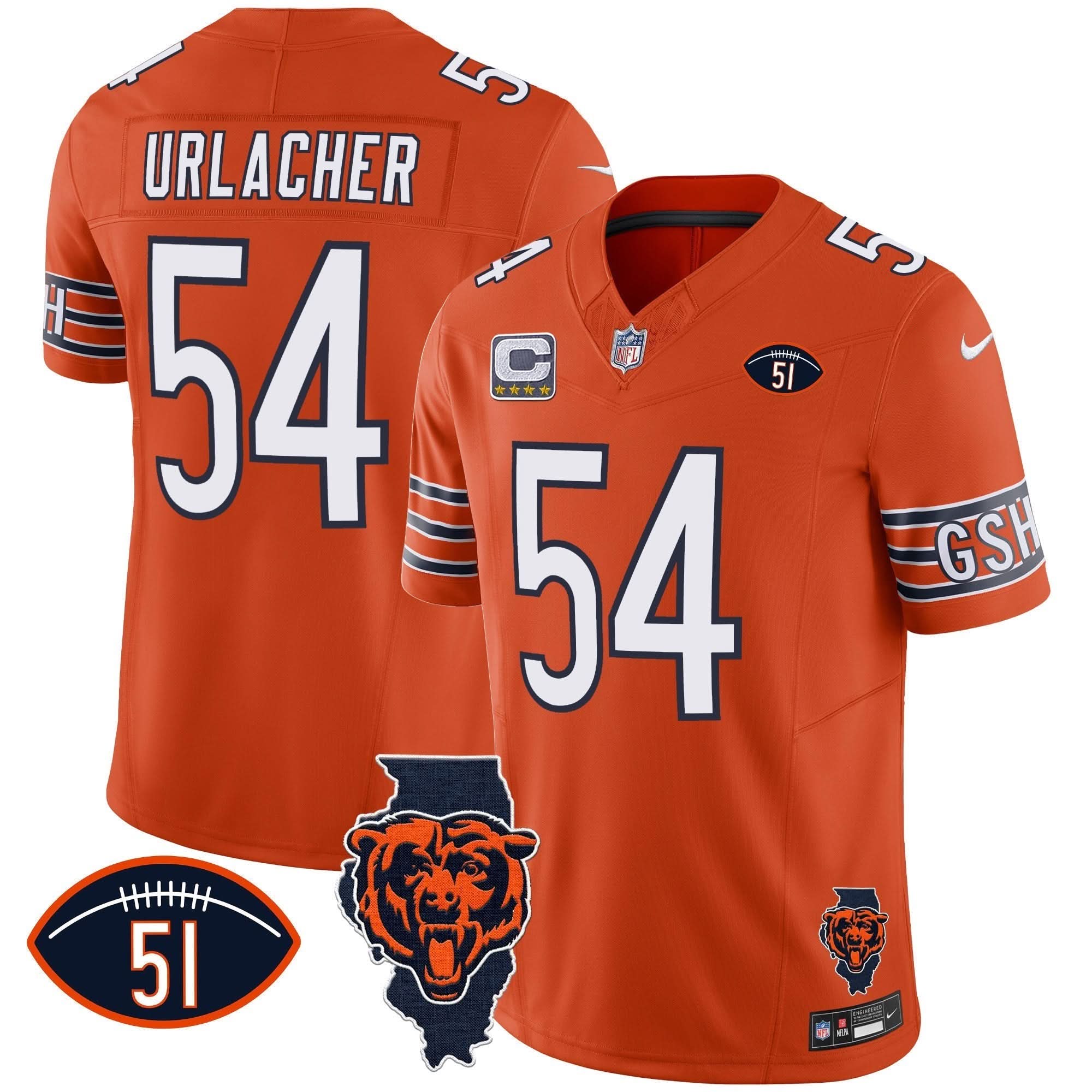 Bears Illinois Patch Vapor Jersey - All Stitched
