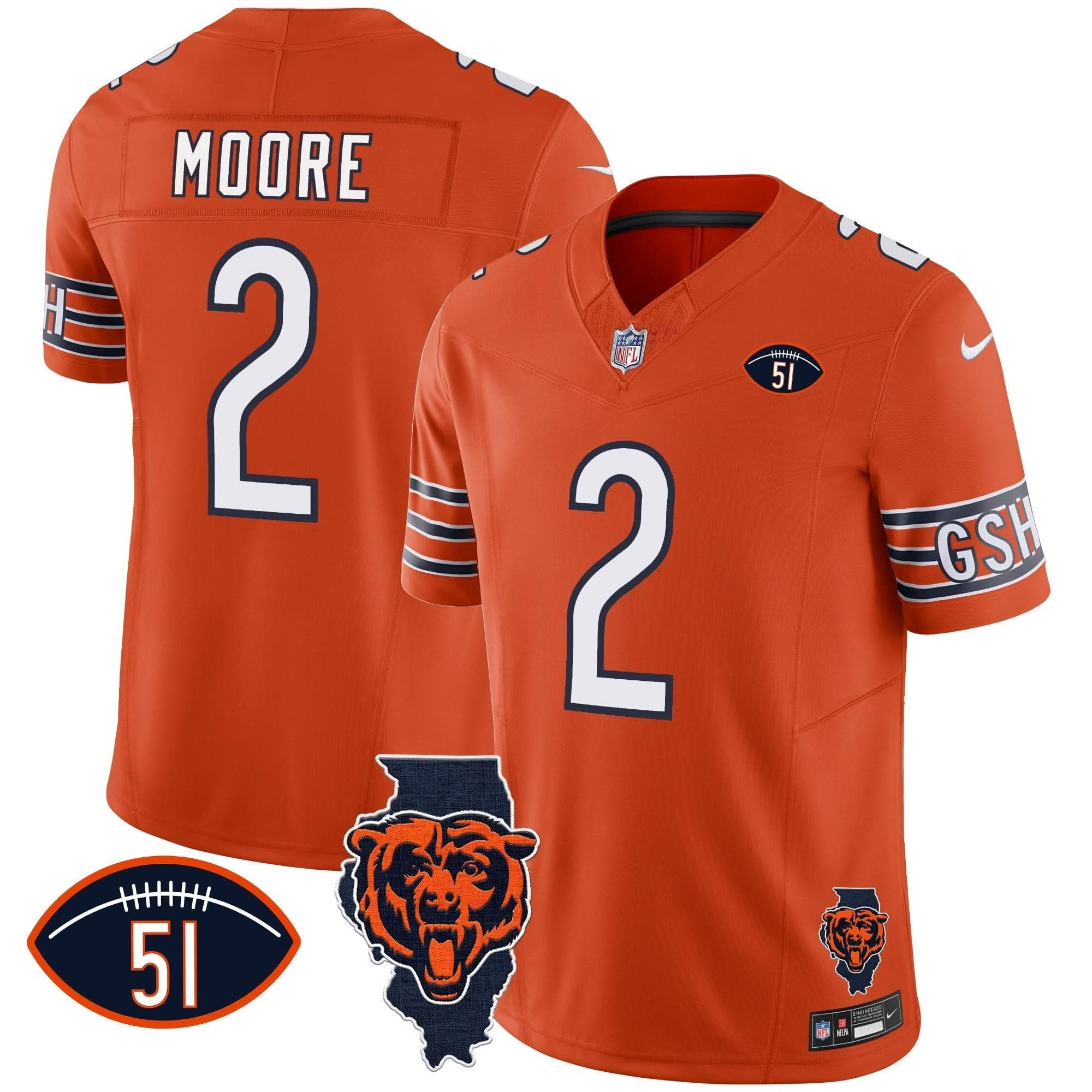 Bears Illinois Patch Vapor Jersey - All Stitched