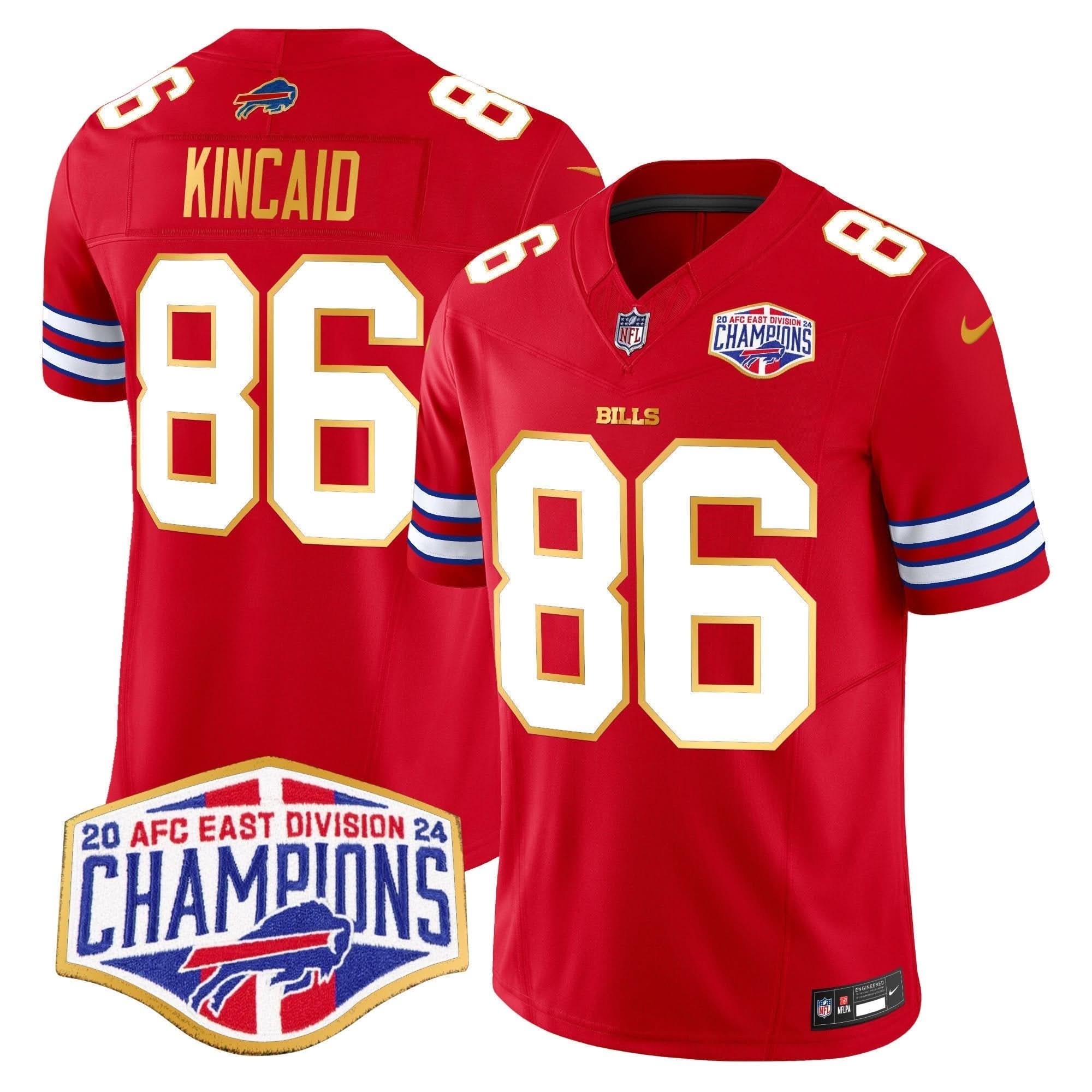 Bills 2024 AFC East Division Champions Gold Trim Vapor Limited Jersey - All Stitched