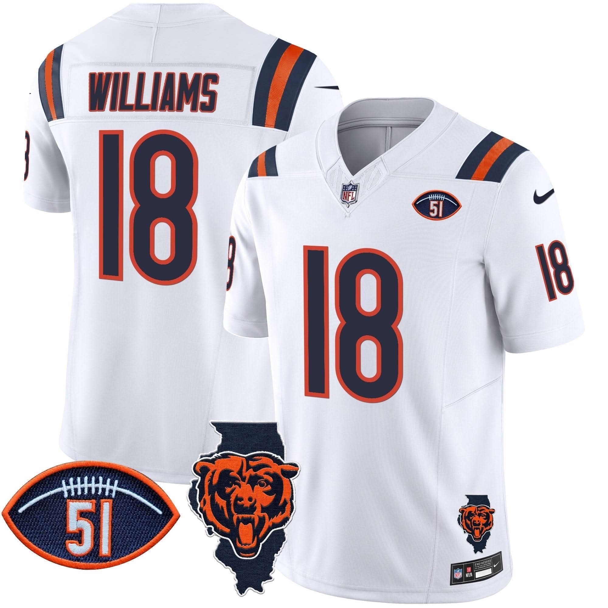 Bears Illinois Patch Vapor Limited Jersey V2 - All Stitched