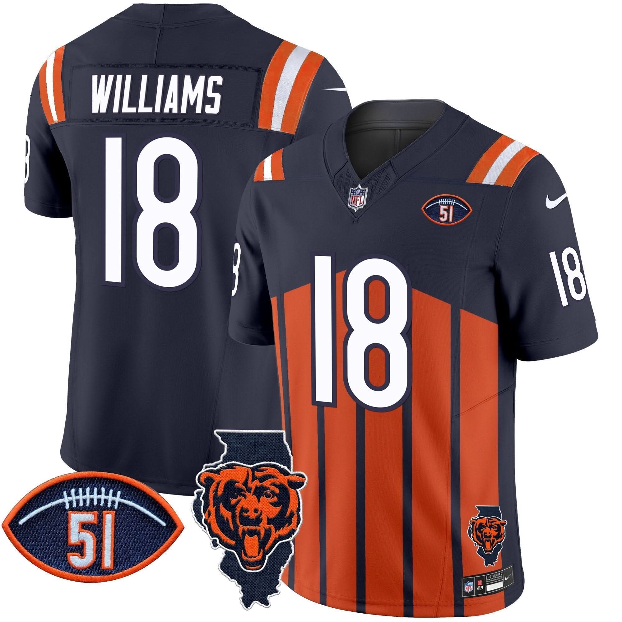 Bears Illinois Patch Vapor Limited Jersey V2 - All Stitched