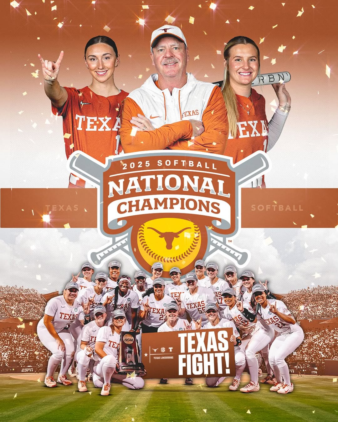 TEX Softball 2025 World Series Champions Limited Custom Jersey - Stitched